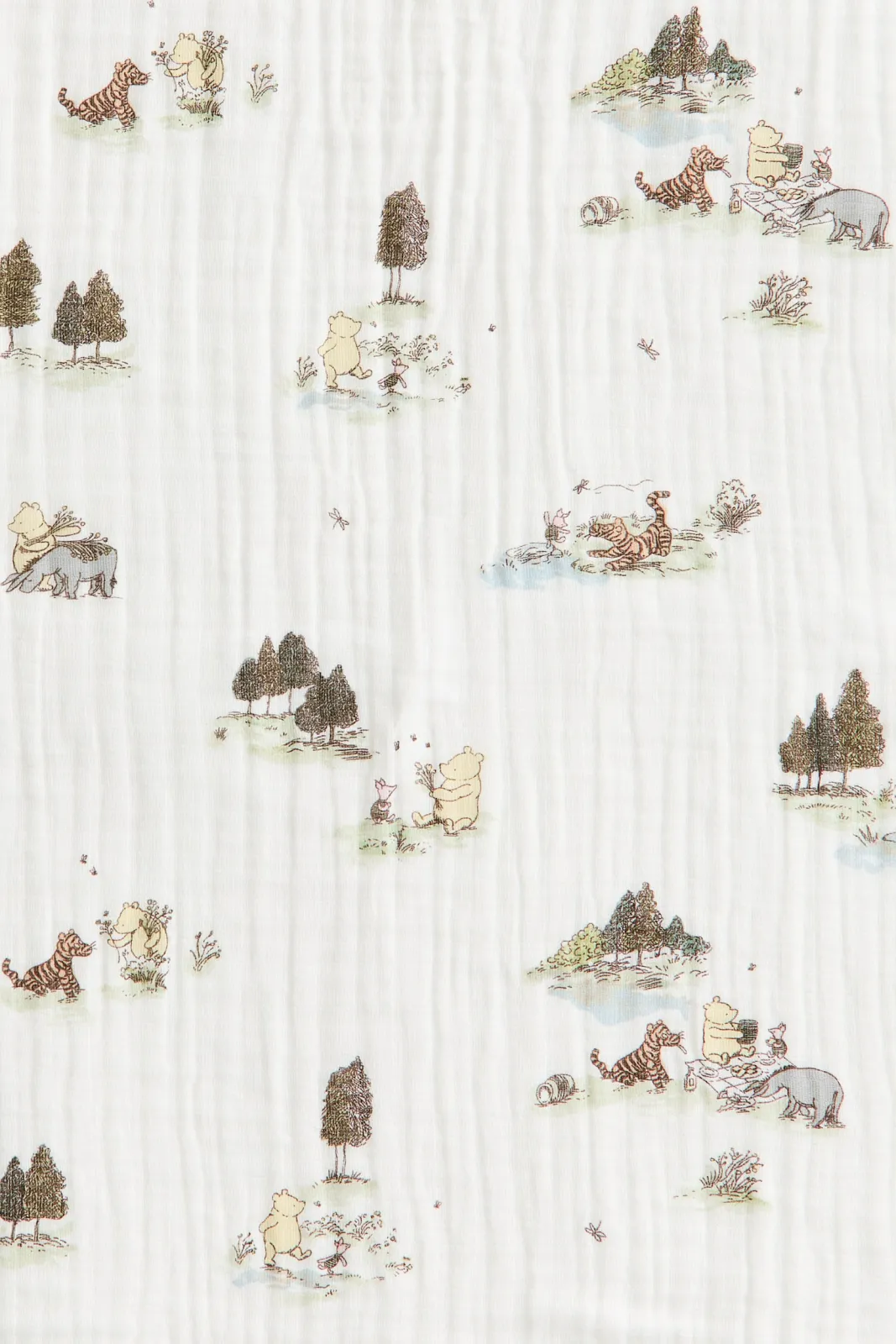 Детское муслиновое одеяло H&M - с персонажами из Винни-Пуха (Winnie the Pooh Disney), размер 90х90 см, цвет светло-зеленый - 1328475001 ракурс 5