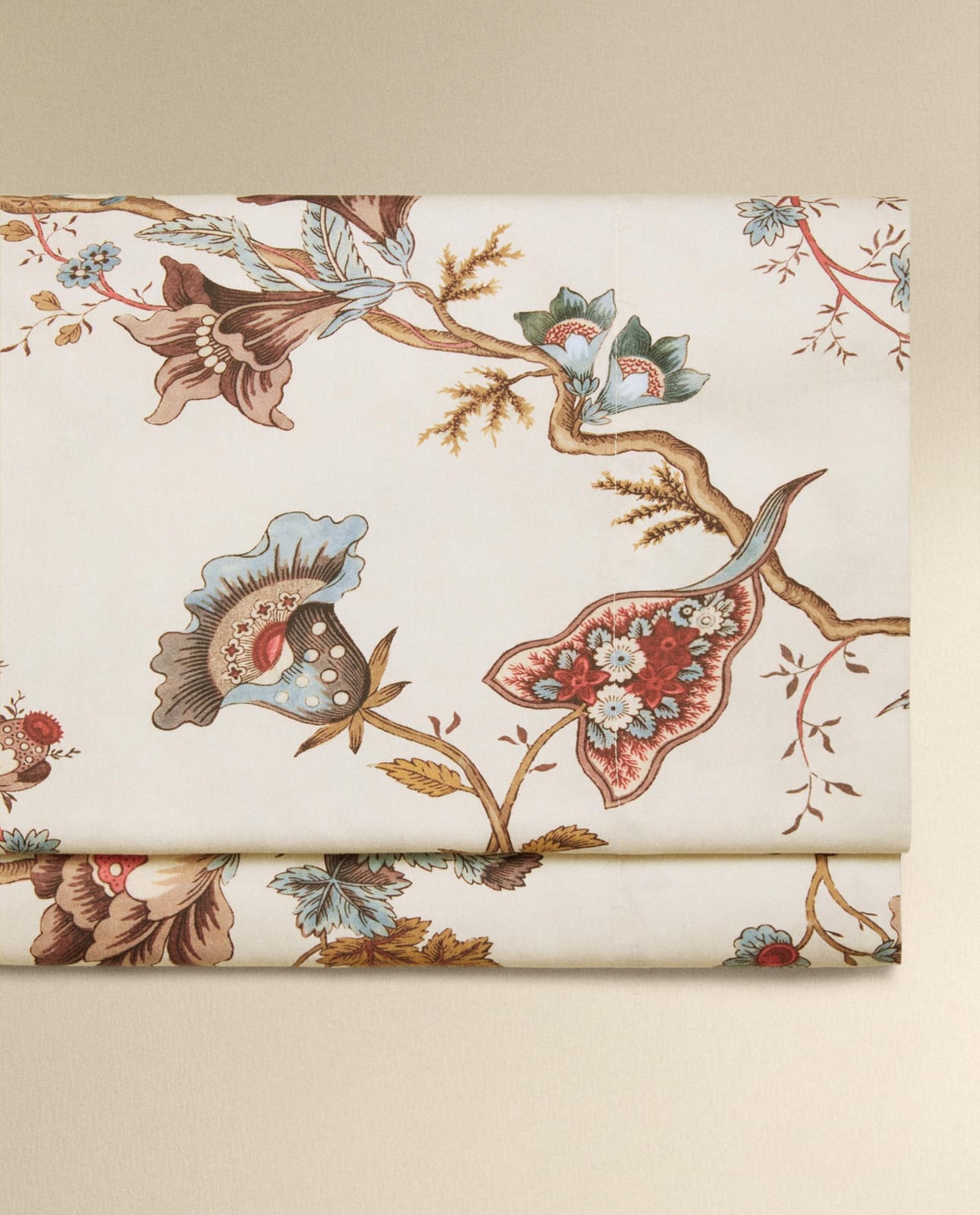 Простыня ZARA HOME, без резинки, из сатина с цветами | KATHARINE POLE, ломаный белый, 290 x 280 cm