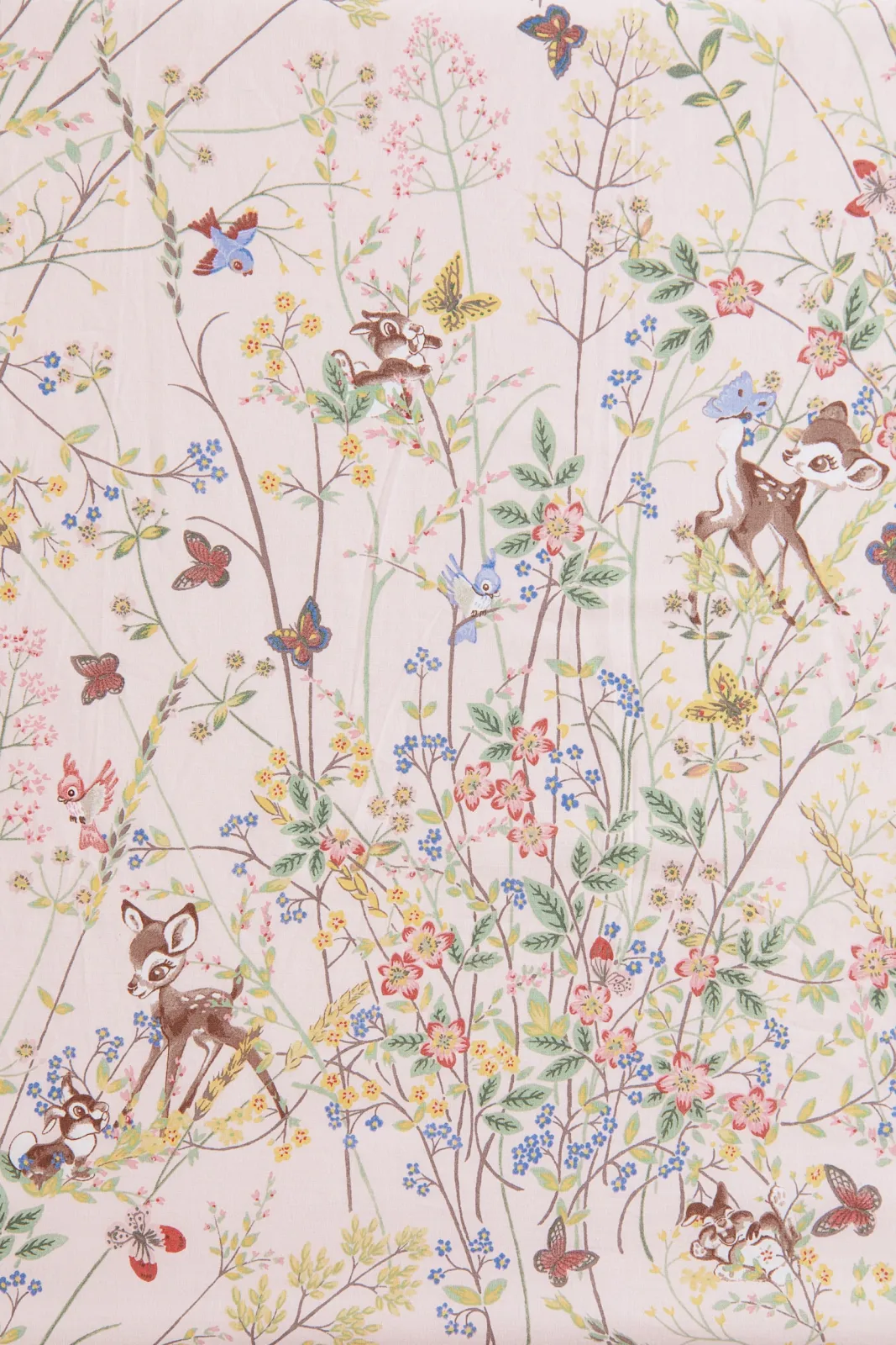 Простыня из хлопка H&M - с персонажами из Бэмби (Bambi Disney), размер 90х200 см, цвет розовый - 1256758002