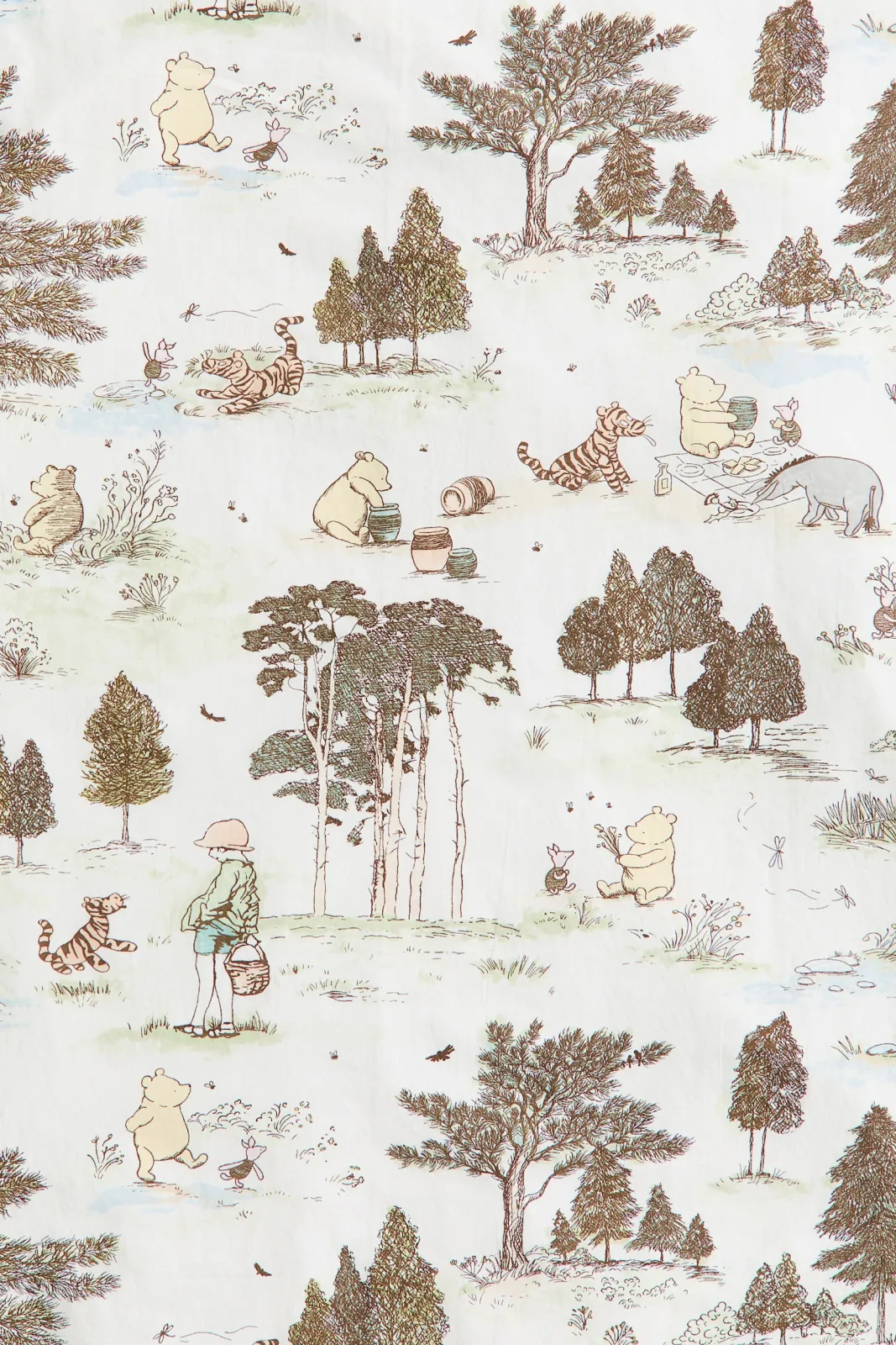 Комплект детского постельного белья H&M - с персонажами из Винни-Пуха (Winnie the Pooh Disney), цвет светло-зеленый - 1328407001 ракурс 3