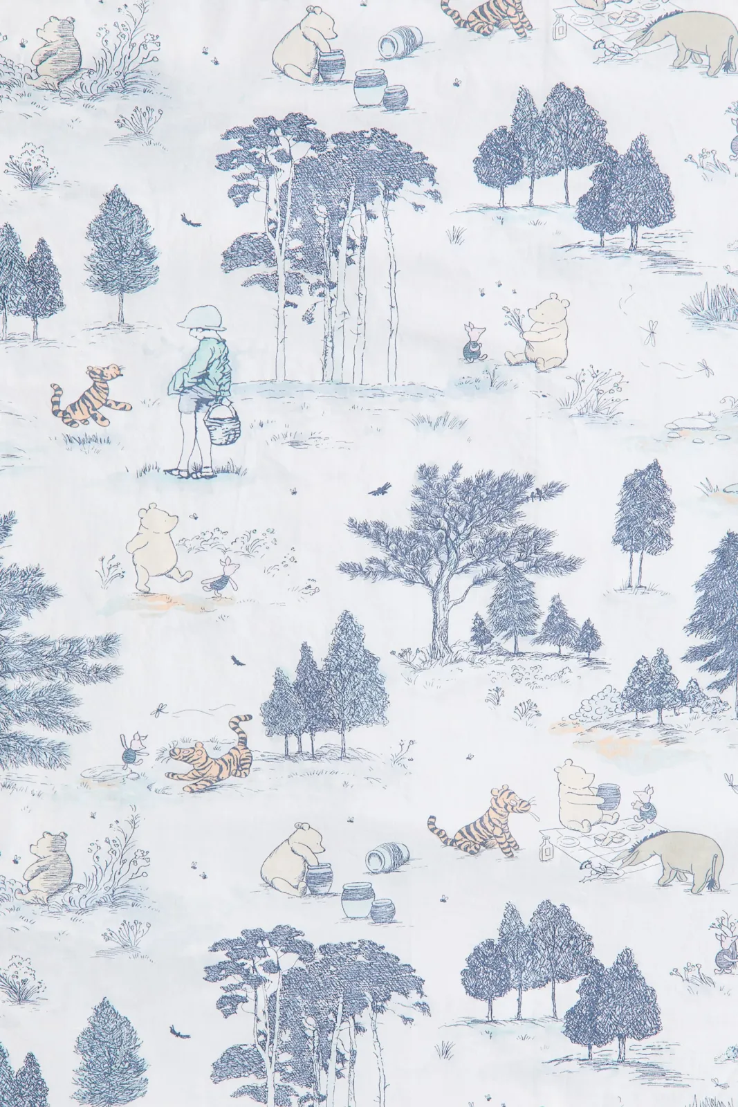 Комплект детского постельного белья H&M - с персонажами из Винни-Пуха (Winnie the Pooh Disney), цвет светло-голубой - 1328407002 ракурс 4