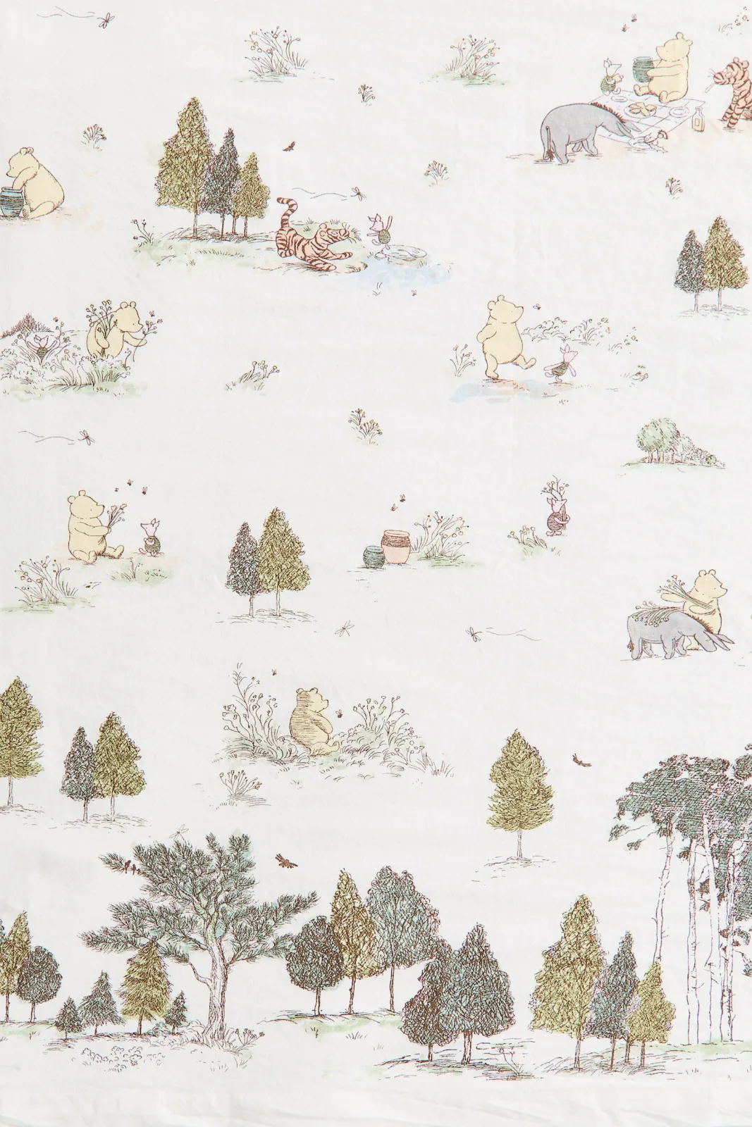 Хлопковая скатерть H&M - с персонажами из Винни-Пуха (Winnie the Pooh Disney), размер 150х240 см, цвет светло-зеленый - 1328362001