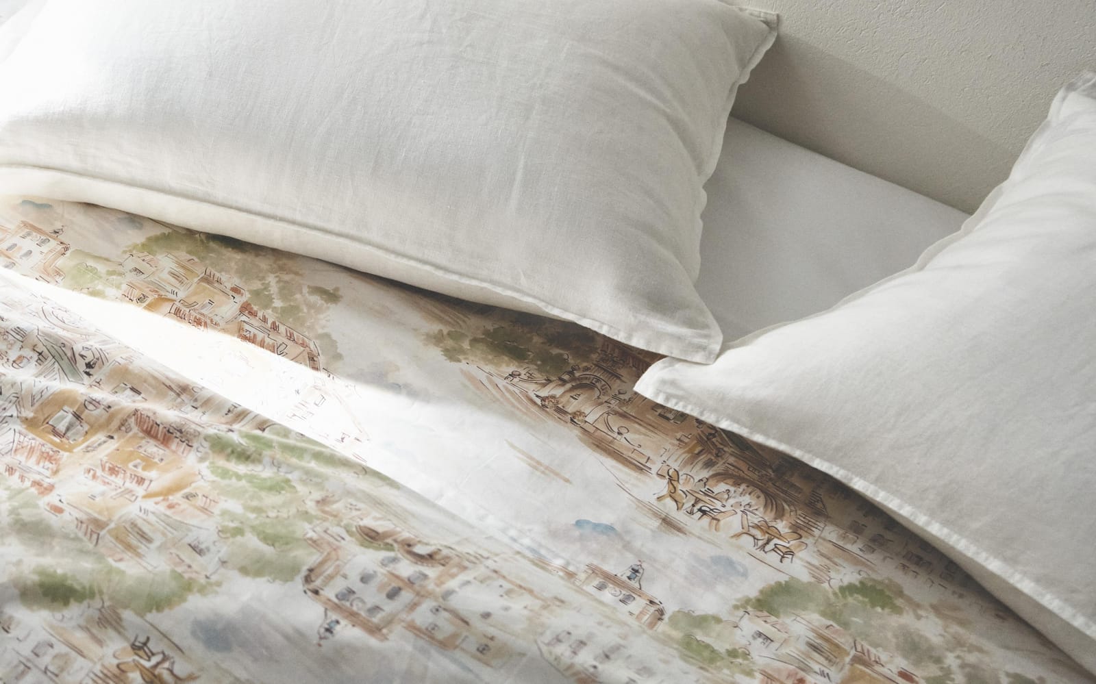 ZARA HOME Хлопковая простыня без резинки в пейзаж ракурс 6