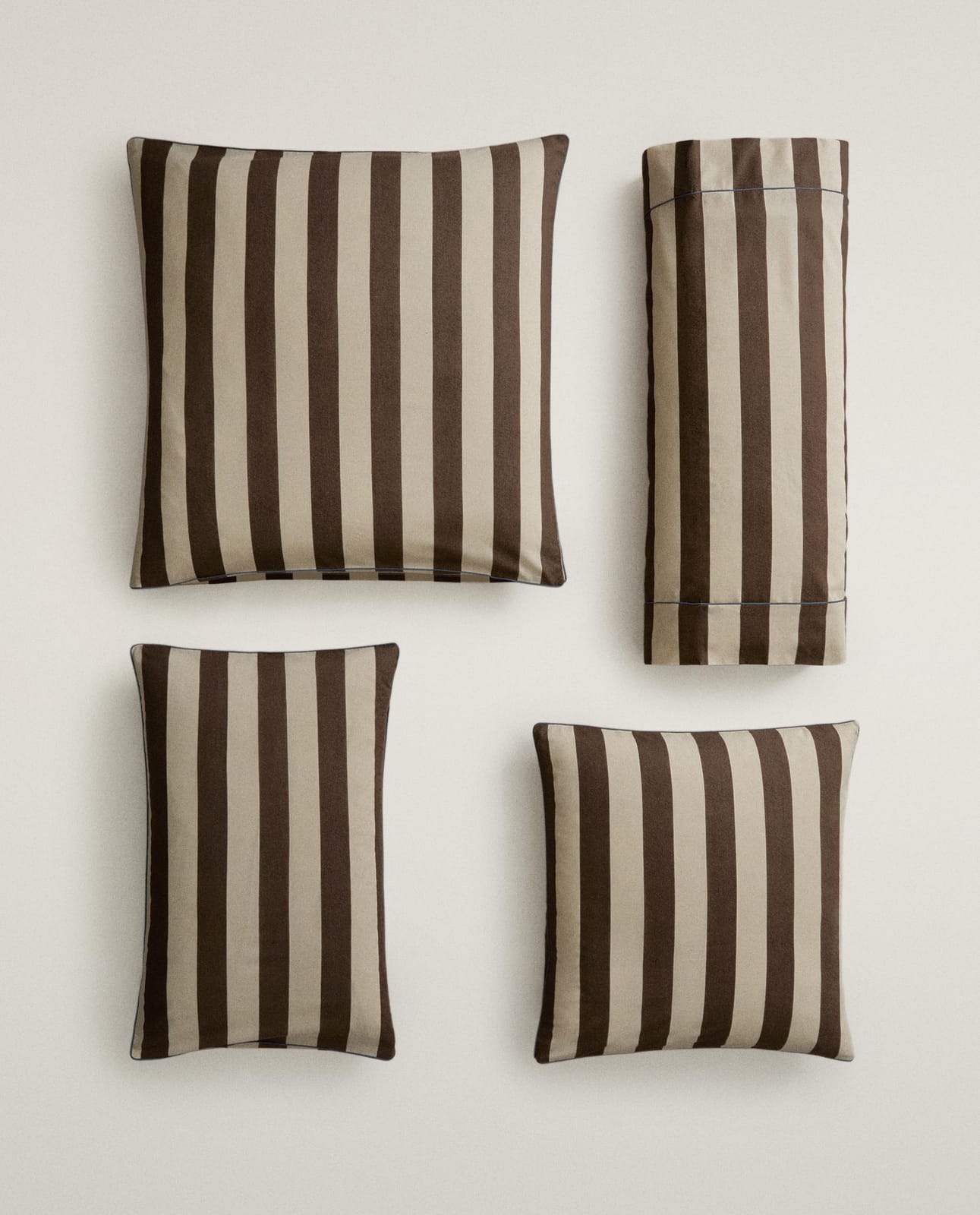 Наволочка ZARA HOME наволочка из хлопка с эффектом стирки в полоску BRĄZOWY 80 x 80 см
