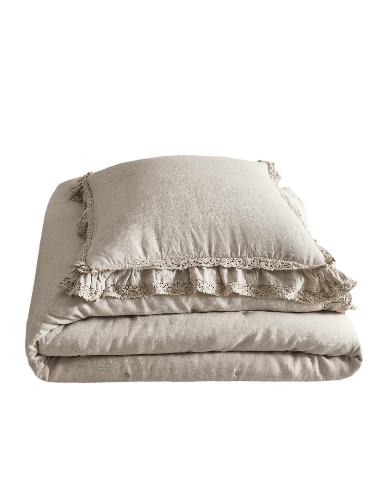 ZARA HOME Покрывало из льна с кружевом ракурс 5