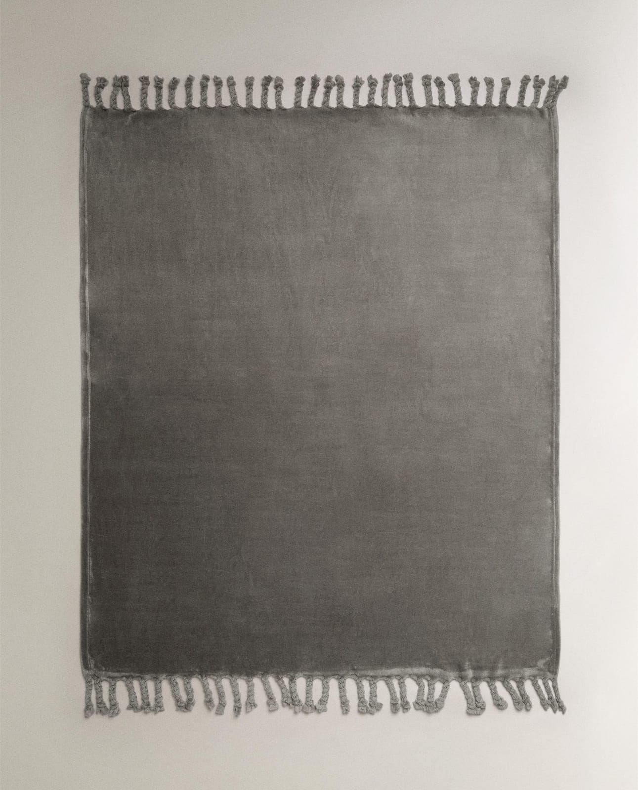 Плед ZARA HOME флисовый с бахромой SZARY 160 x 240 см