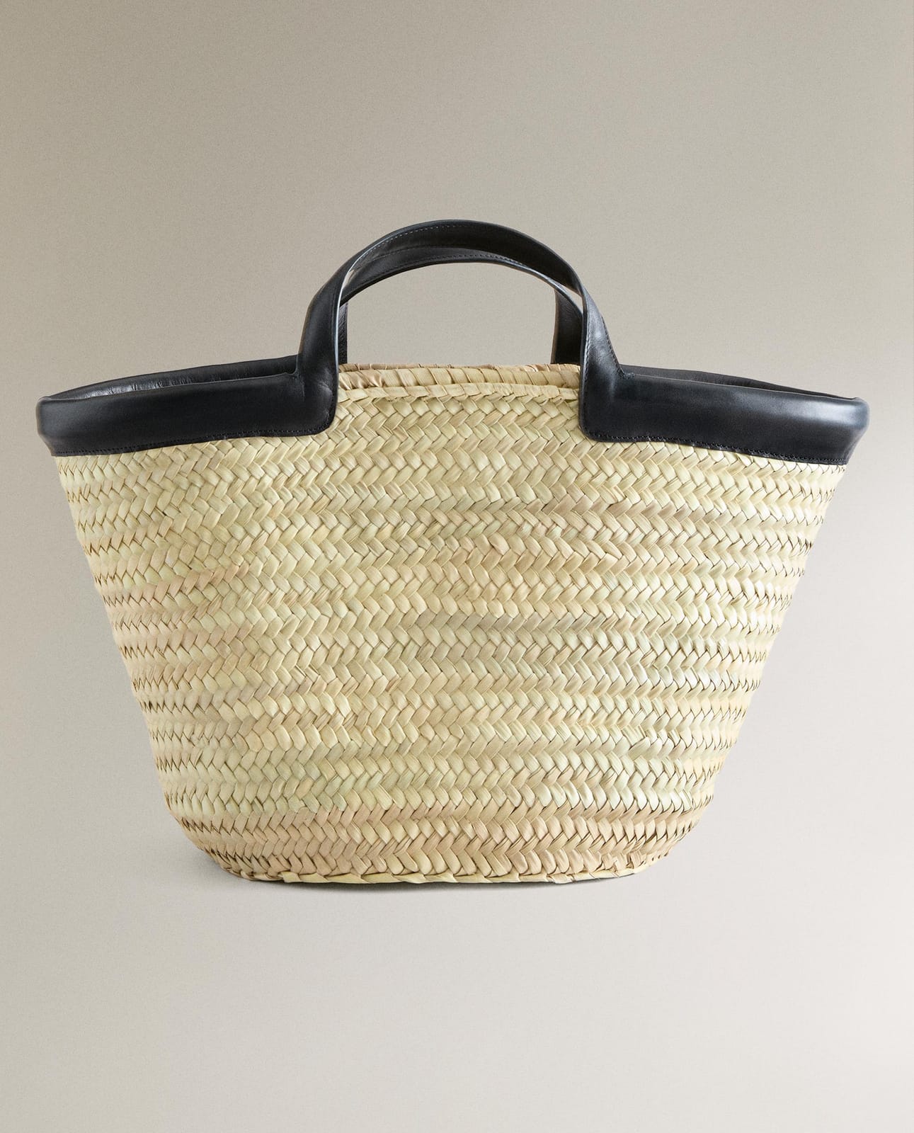 Тапочки ZARA HOME ПЛЯЖНАЯ СУМКА С КОЖАНЫМИ ЭЛЕМЕНТАМИ BEŻOWY 52.12 x 41.85 x 18.86 x 41.85 x 52.12 x 18.86 cm