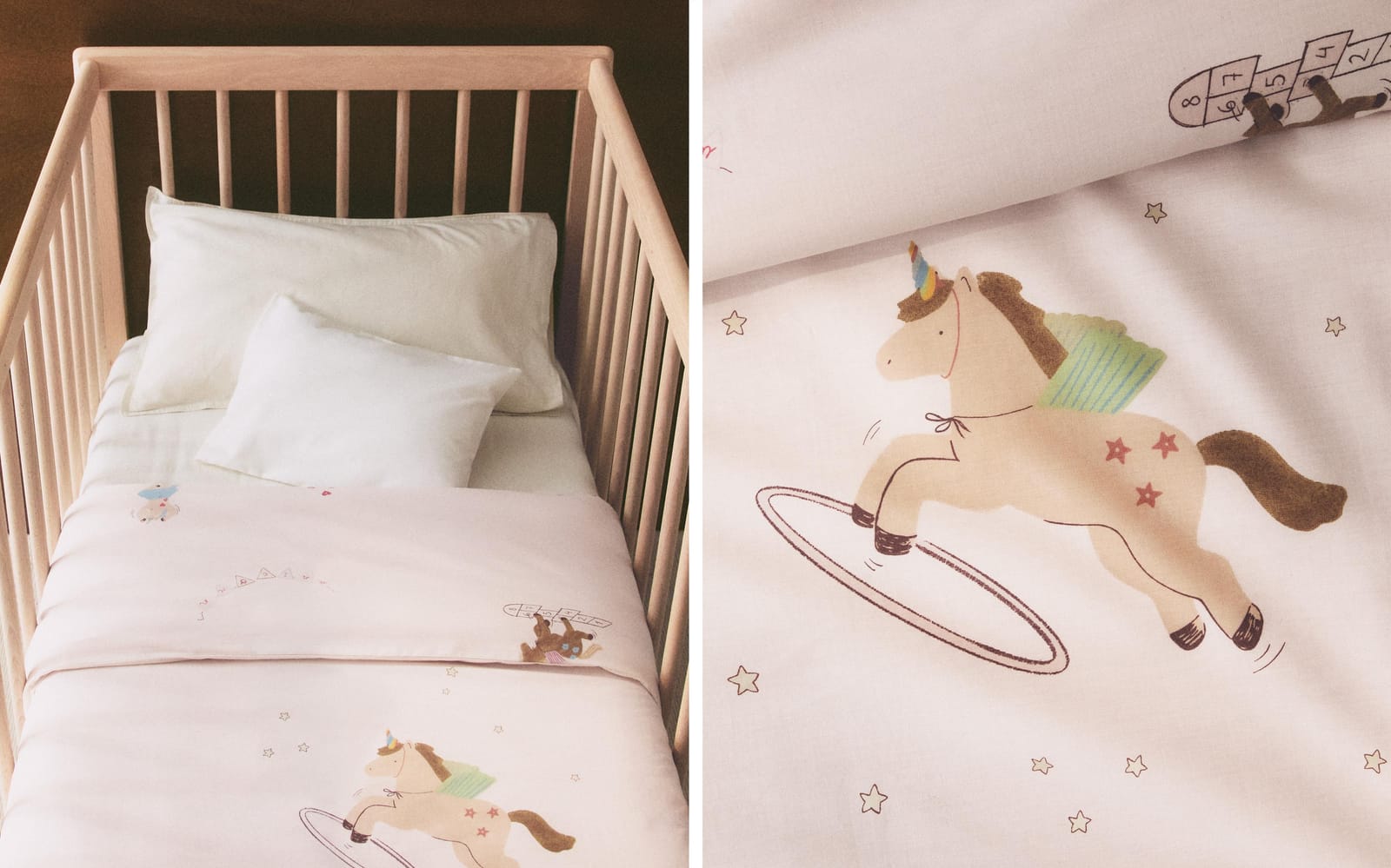ZARA HOME ДЕТСКИЙ ПОДОДЕЯЛЬНИК ДВУСТОРОННИЙ С ЕДИНОРОГАМИ ракурс 2