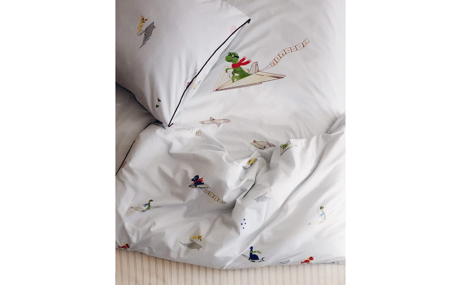 ZARA HOME ДЕТСКИЙ ПОДОДЕЯЛЬНИК ДВУСТОРОННИЙ ДИНОЗАВРЫ ракурс 3