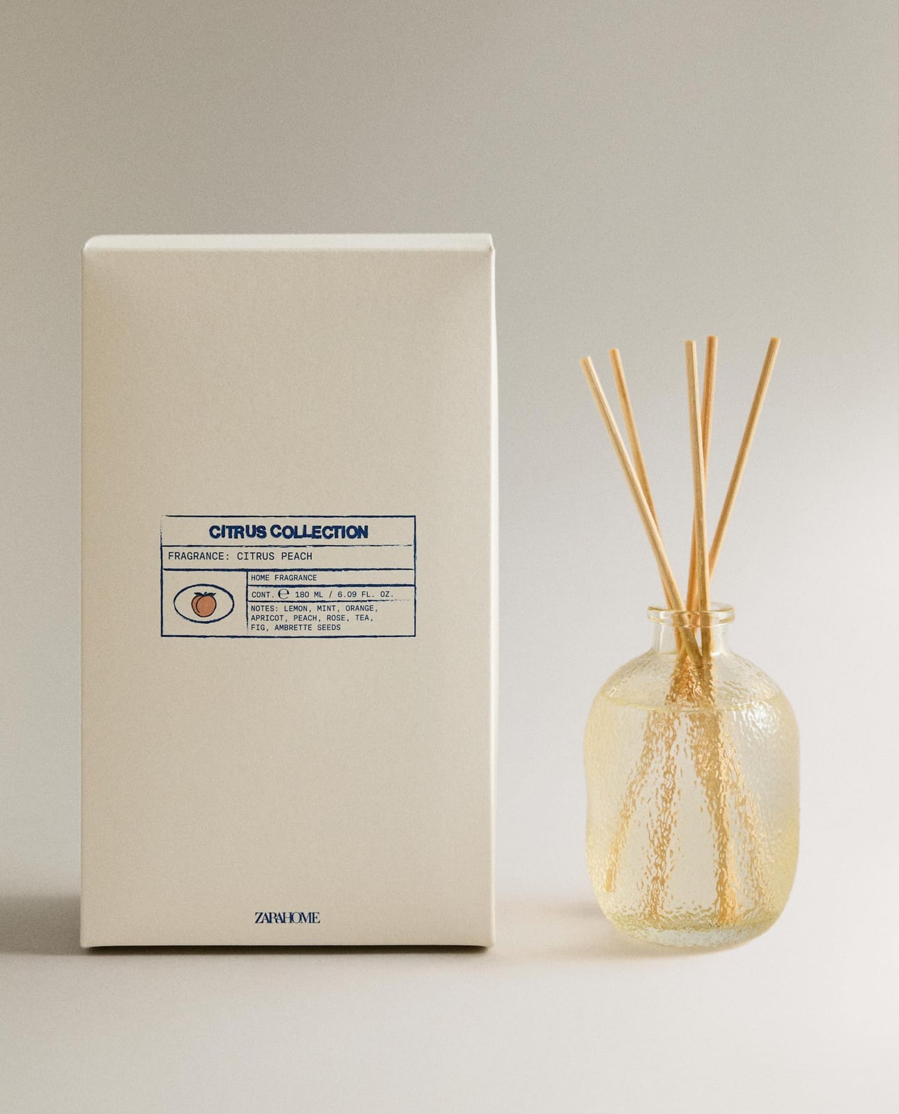 Ароматический диффузор ZARA HOME (180 ML) АРОМАТИЧЕСКИЕ ПАЛОЧКИ CITRUS PEACH BRZOSKWINIOWY 18 x 7 x 7 cm