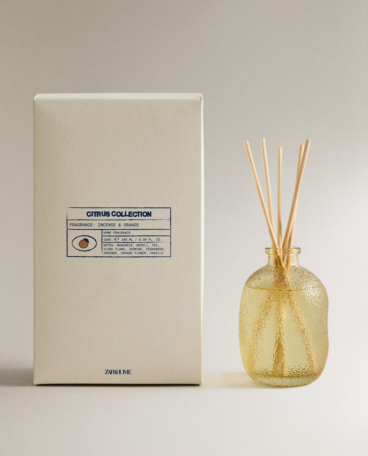 Ароматический диффузор ZARA HOME (180 ML) АРОМАТИЧЕСКИЕ ПАЛОЧКИ INCENSE & ORANGE POMARAŃCZOWY 18 x 7 x 7 cm