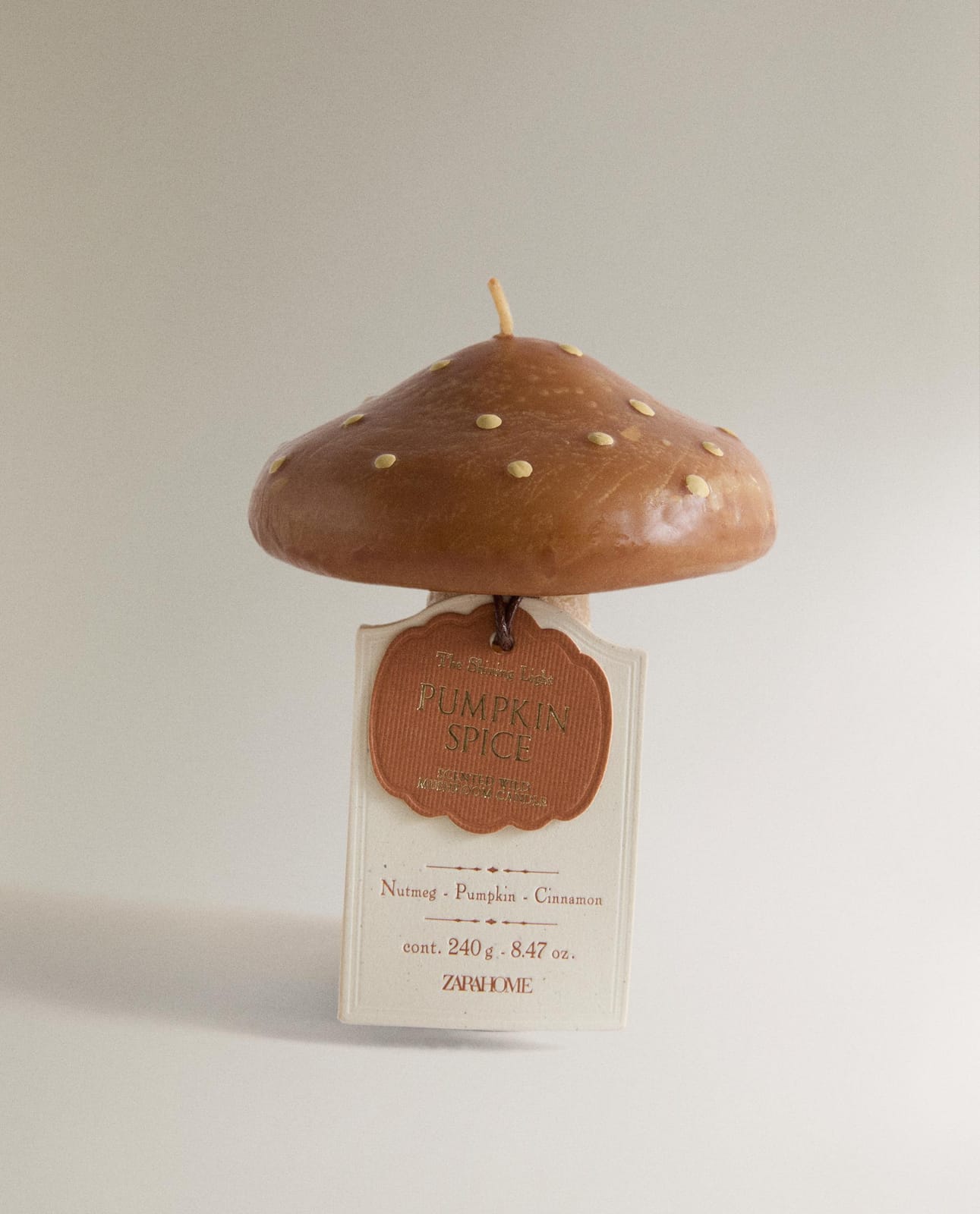 ZARA HOME МАЛЕНЬКАЯ АРОМАТИЧЕСКАЯ СВЕЧА В ФОРМЕ ГРИБА PUMPKIN SPICE ракурс 5