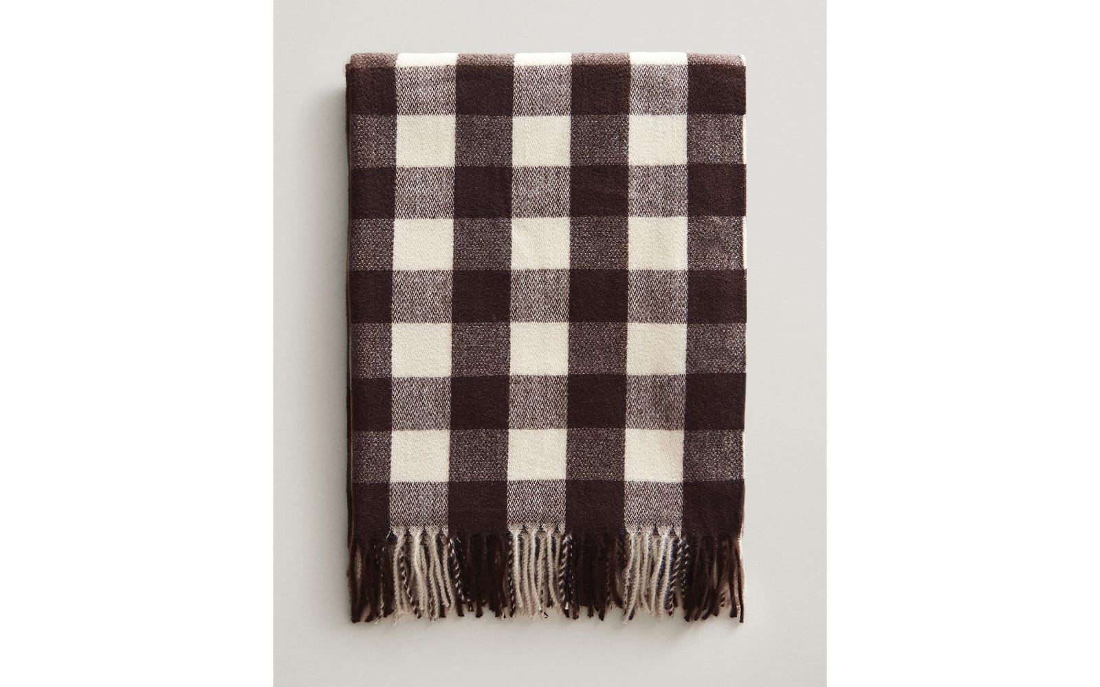 ZARA HOME ОДЕЯЛО В КЛЕТКУ С БАХРОМОЙ ракурс 8