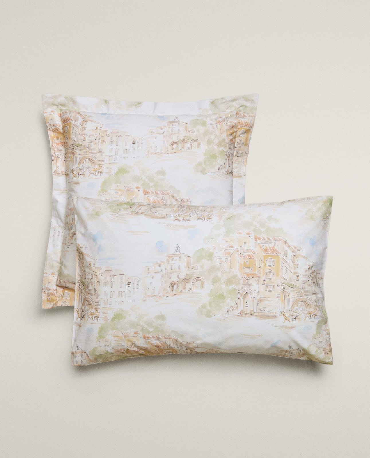 Наволочка ZARA HOME из хлопка с пейзажем BEŻ 50 x 75 cm