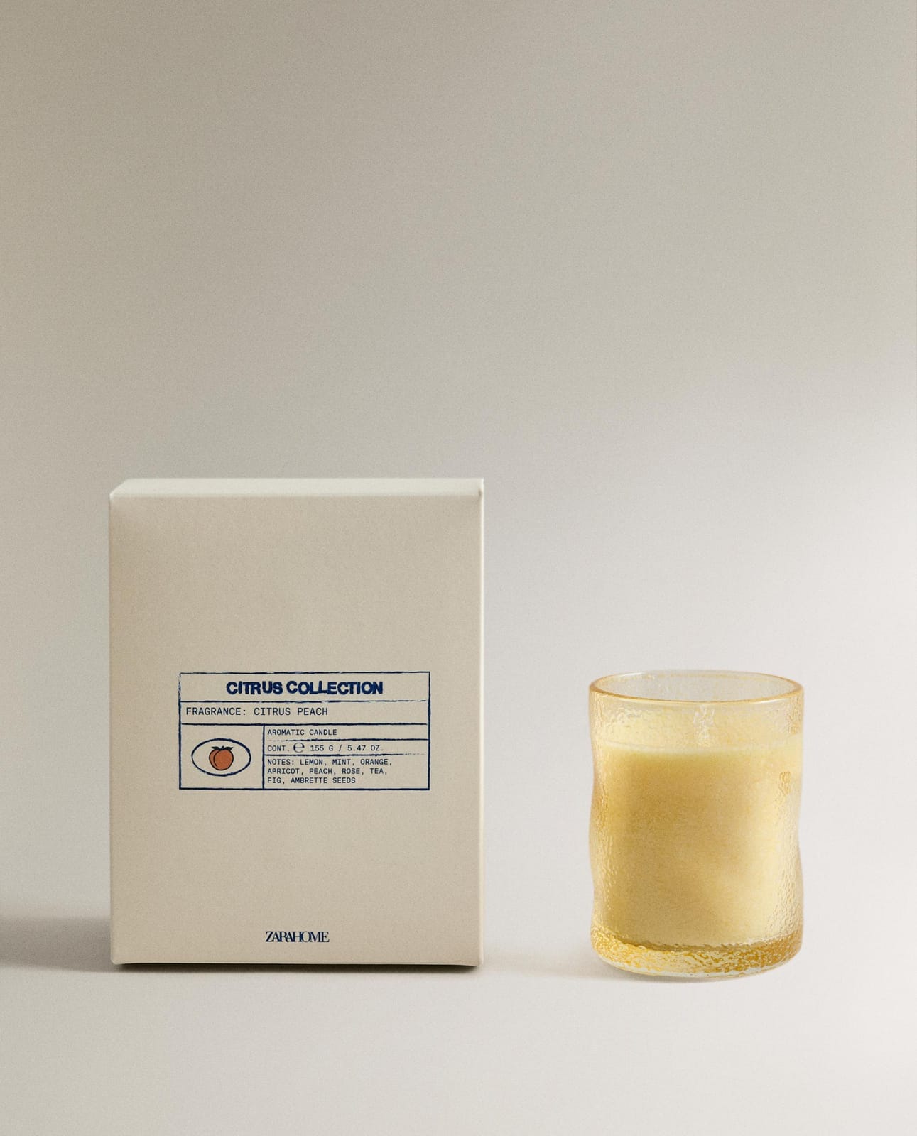 Свеча ZARA HOME (155 г) Ароматическая свеча CITRUS PEACH персиковый 8 x 8 x 8 см