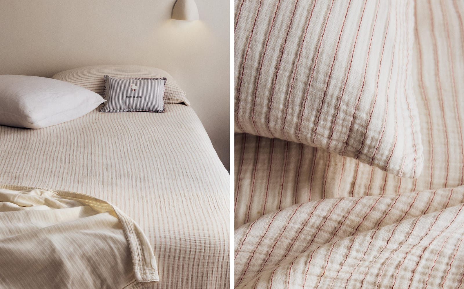 ZARA HOME ДЕТСКИЙ ПОДОДЕЯЛЬНИК ИЗ ХЛОПКОВОГО ШИФОНА В ПОЛОСКУ ракурс 3