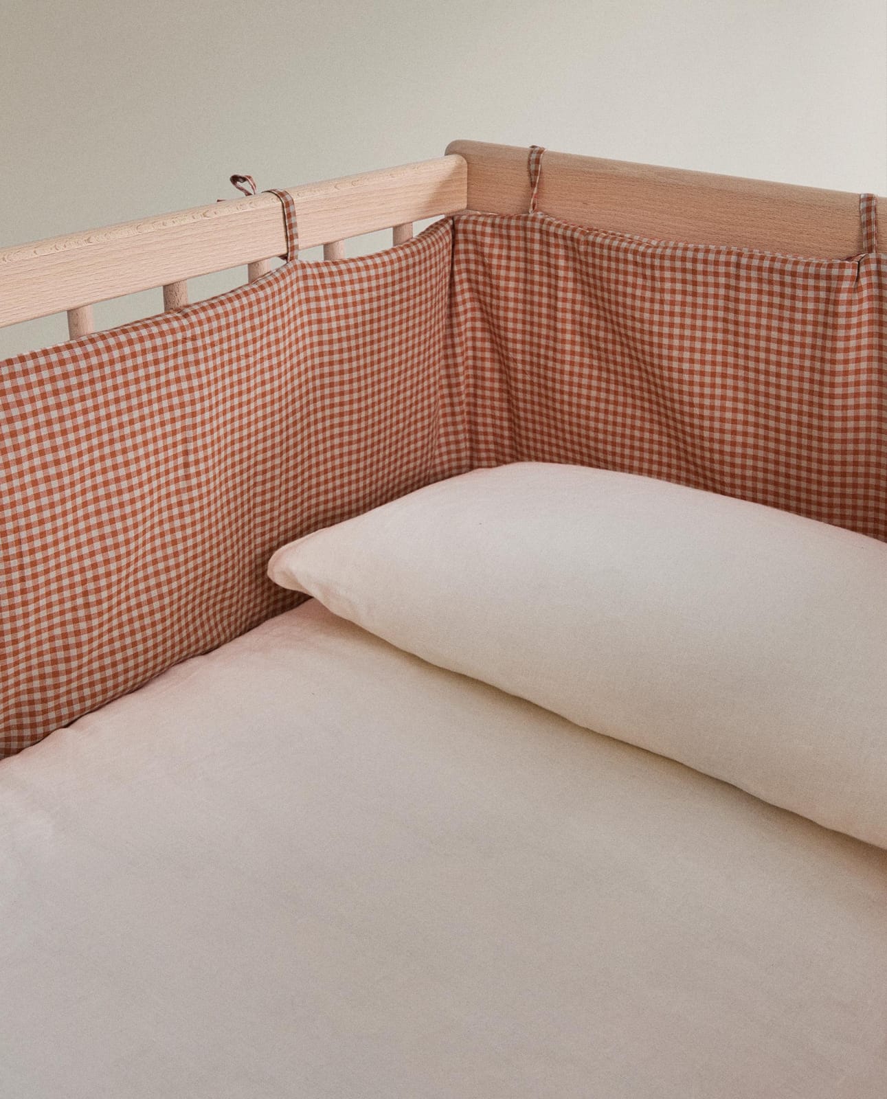 Бортик для кроватки ZARA HOME в клетку виши POMARAŃCZOWY 40 x 180 cm