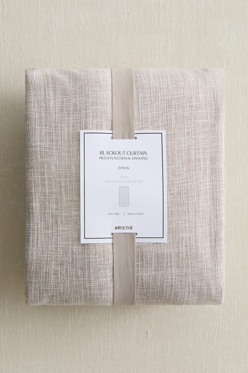 Плотные шторы, 2 шт. H&M цвет Бежевый 140X250 см ракурс 3