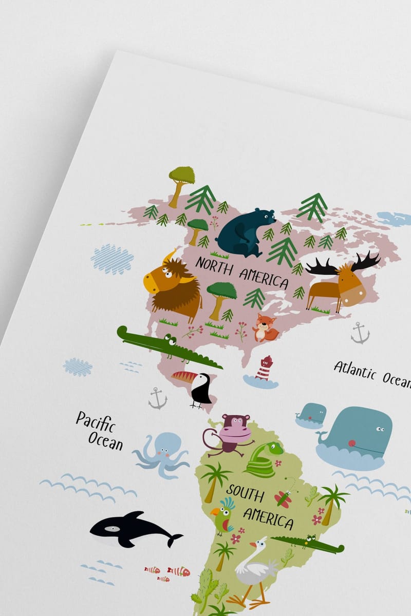 Плакат H&M 50х70 см Animal World Map