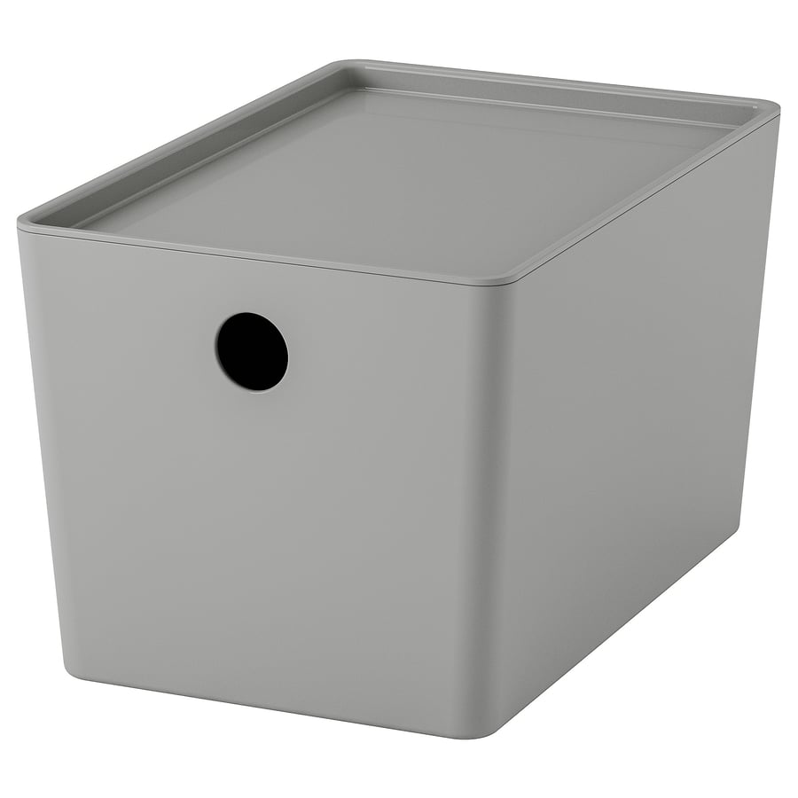 Контейнер с крышкой IKEA KUGGIS светло-серый, 18x26x15 см, 495.967.63