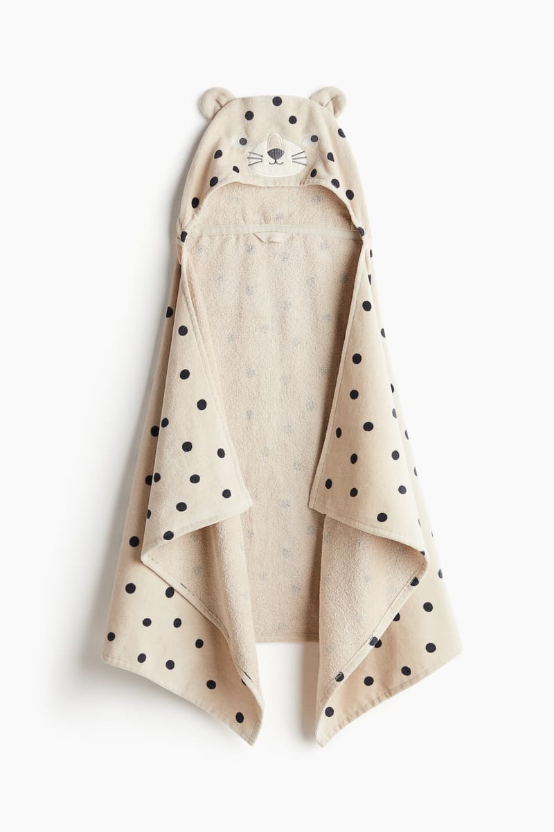 Банное полотенце с капюшоном H&M Цвет Светло-бежевый/леопардовый 70X130 см ракурс 2