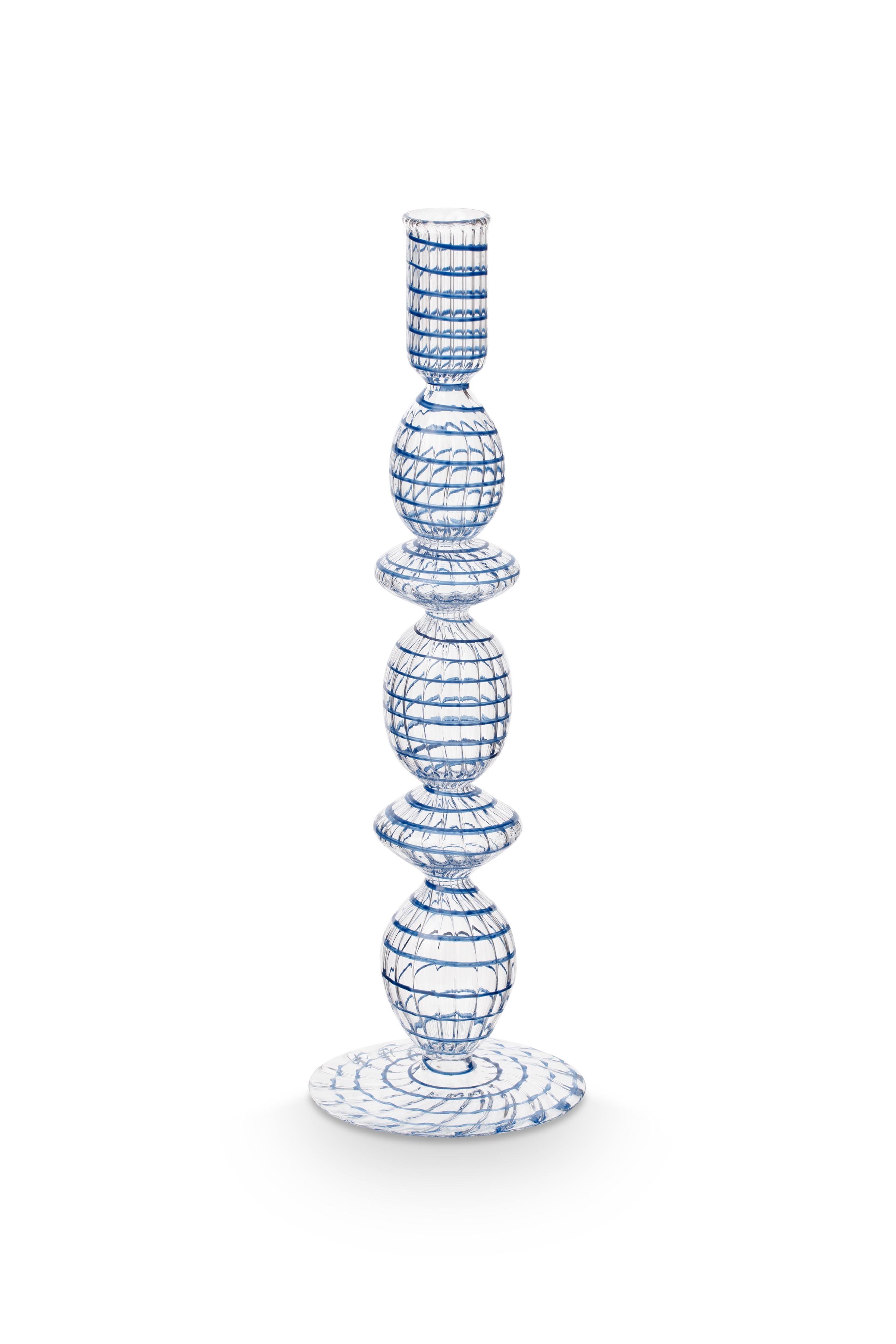 Подсвечник большой Glass Swirl Dark Blue ракурс 3