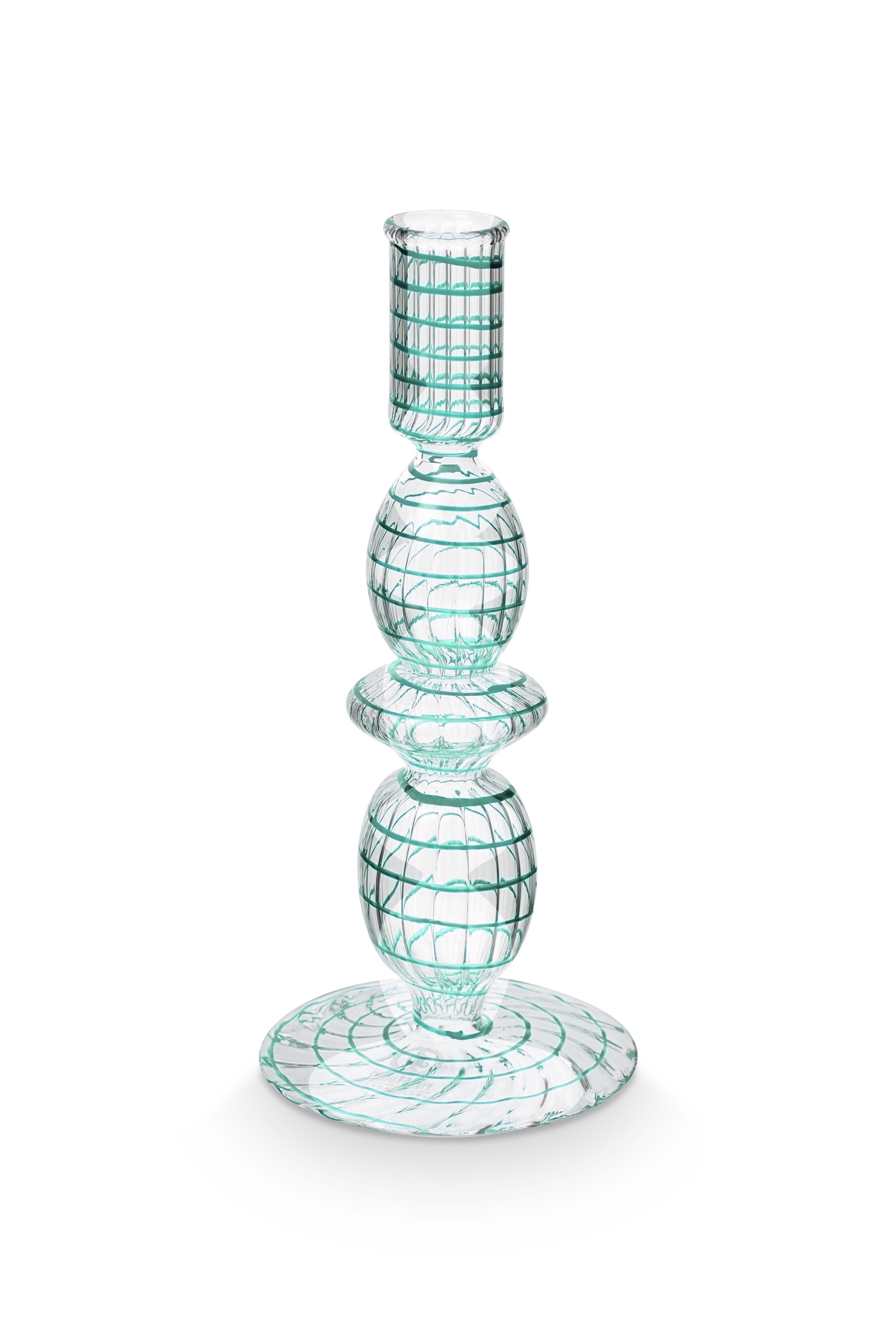 Подсвечник маленький Glass Swirl Light Blue ракурс 2