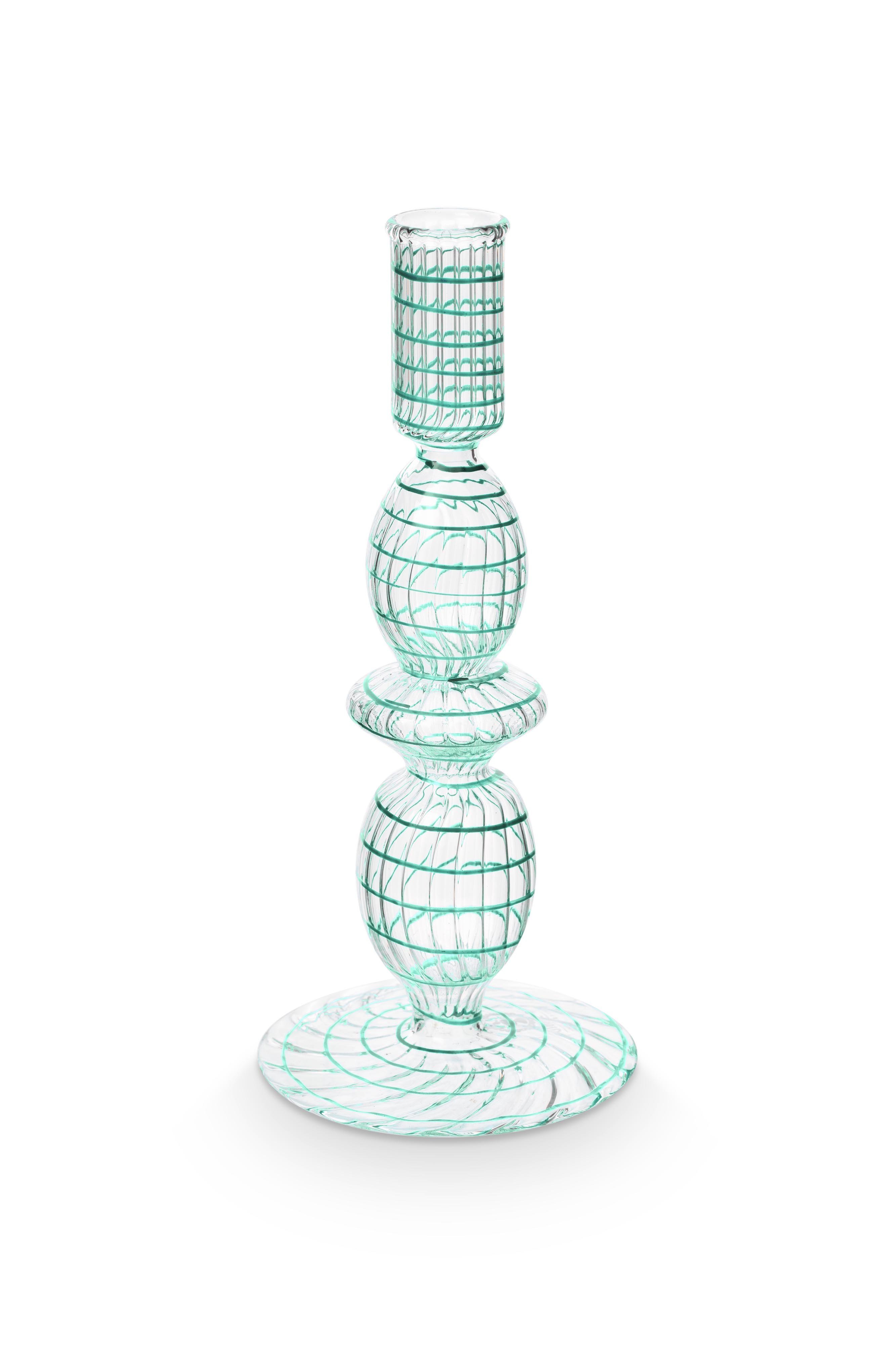 Подсвечник маленький Glass Swirl Light Blue ракурс 4