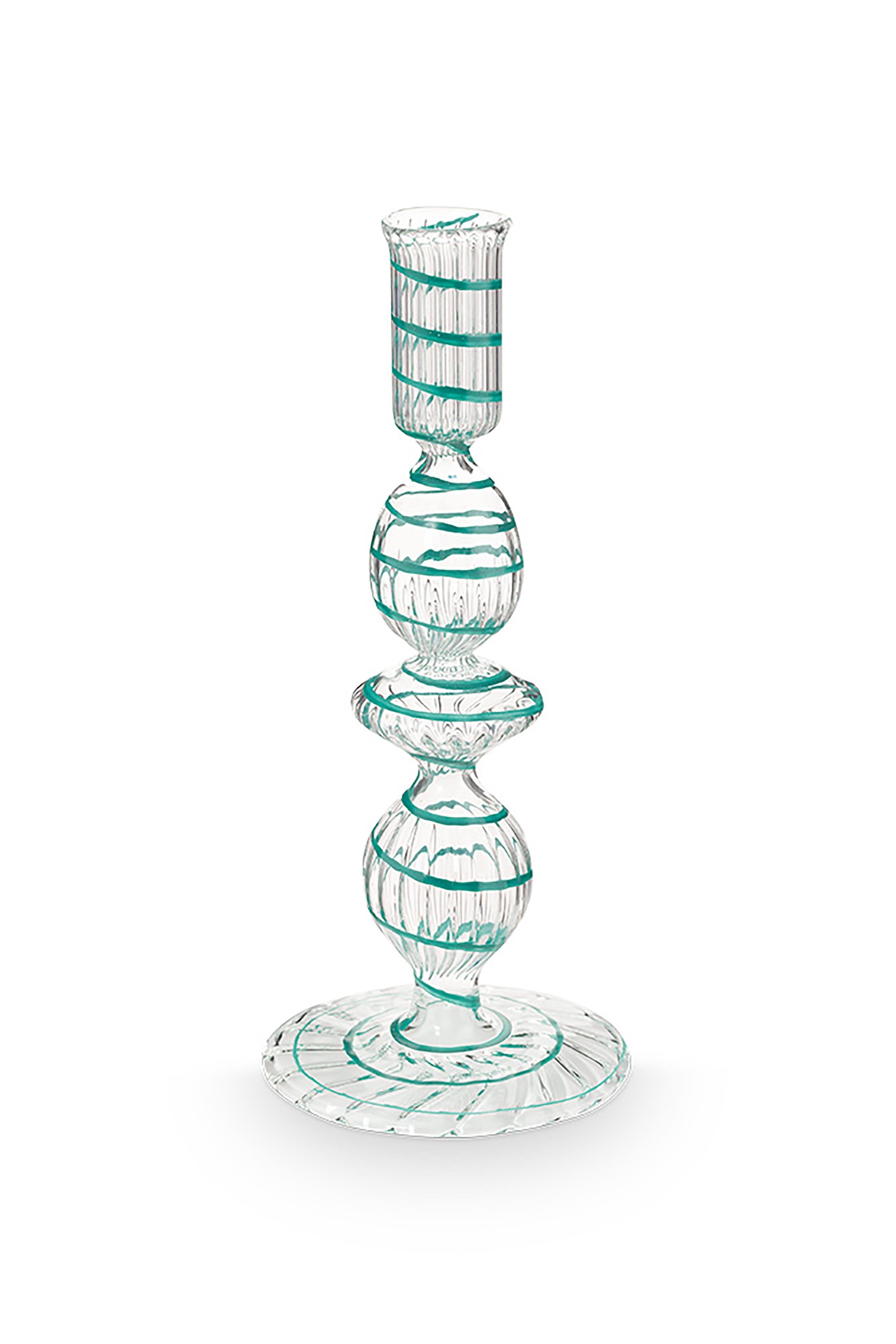 Подсвечник маленький Glass Swirl Light Blue ракурс 3