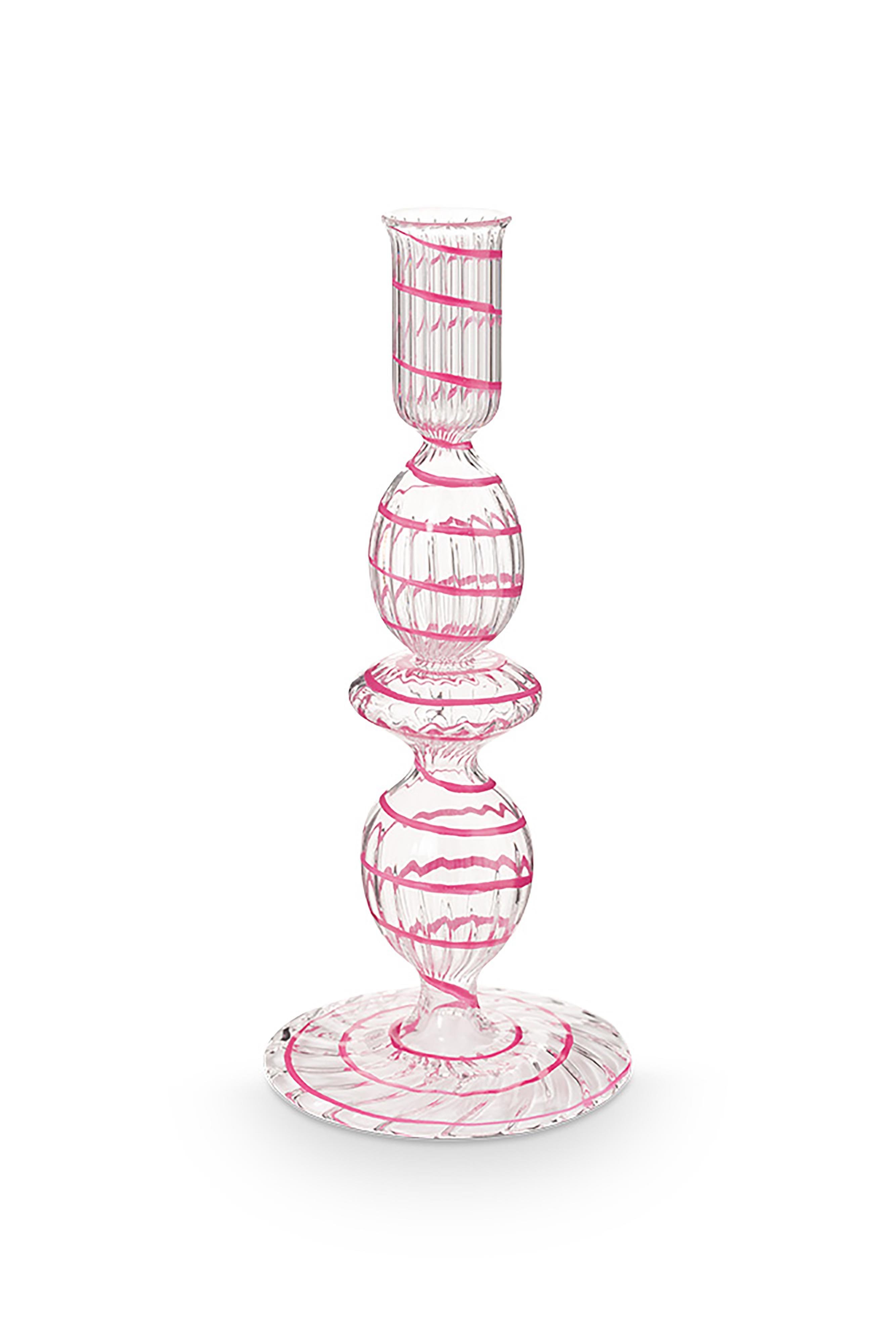Подсвечник маленький Glass Swirl Light Pink ракурс 2