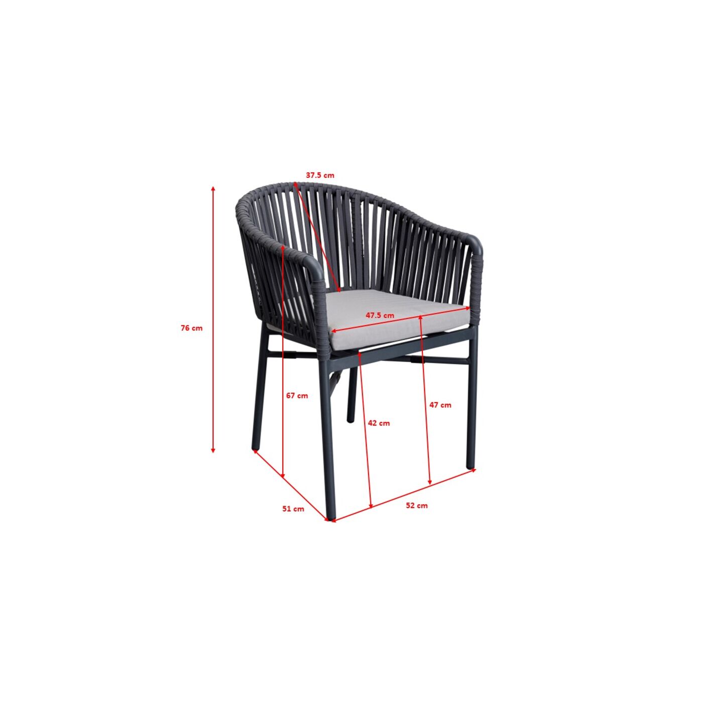 Стул с подлокотниками Santanyi Dark Grey ракурс 6
