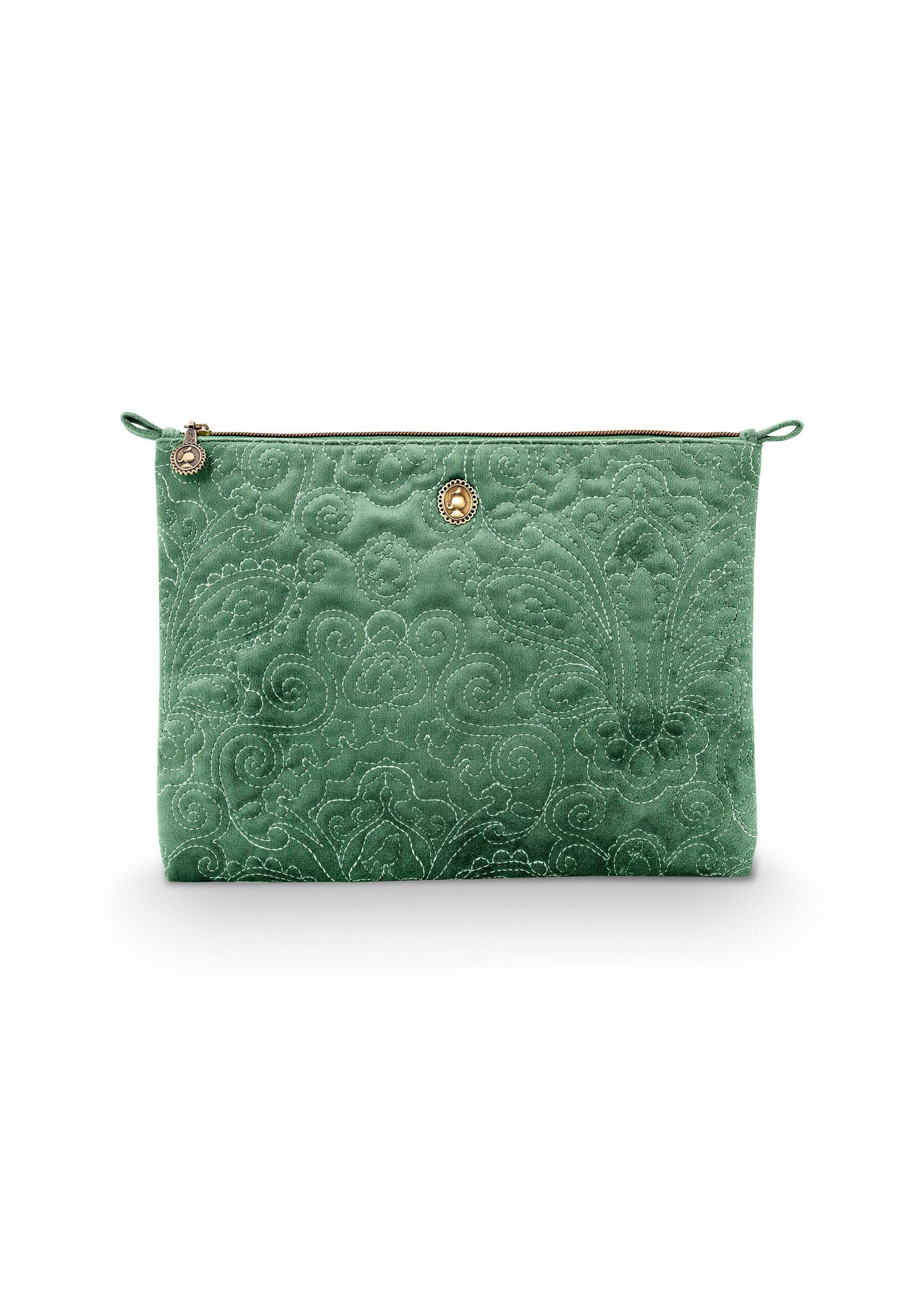 Косметичка плоская большая Velvet Quilted Days Green ракурс 2