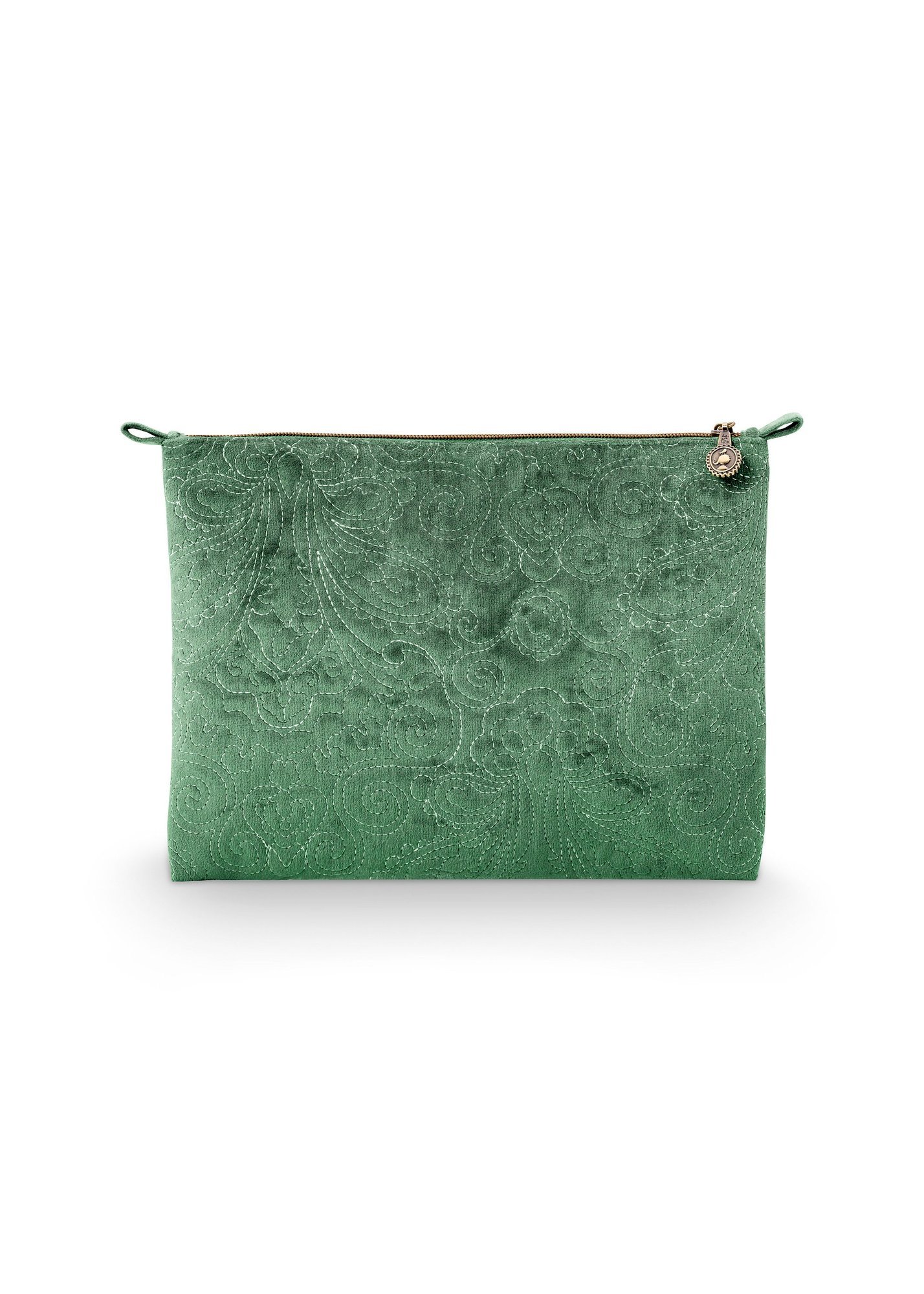 Косметичка плоская большая Velvet Quilted Days Green ракурс 3