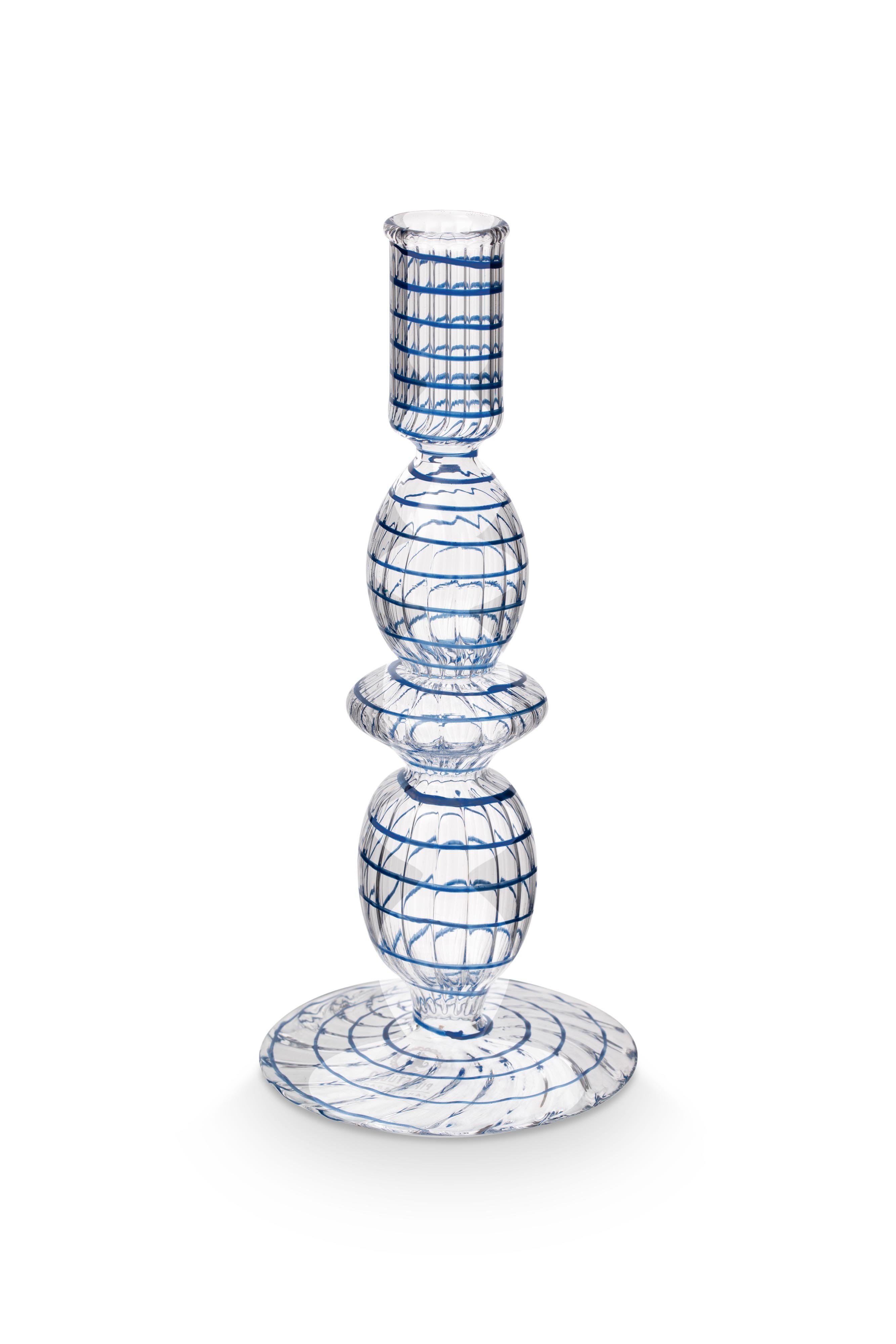 Подсвечник маленький Glass Swirl Dark Blue ракурс 2