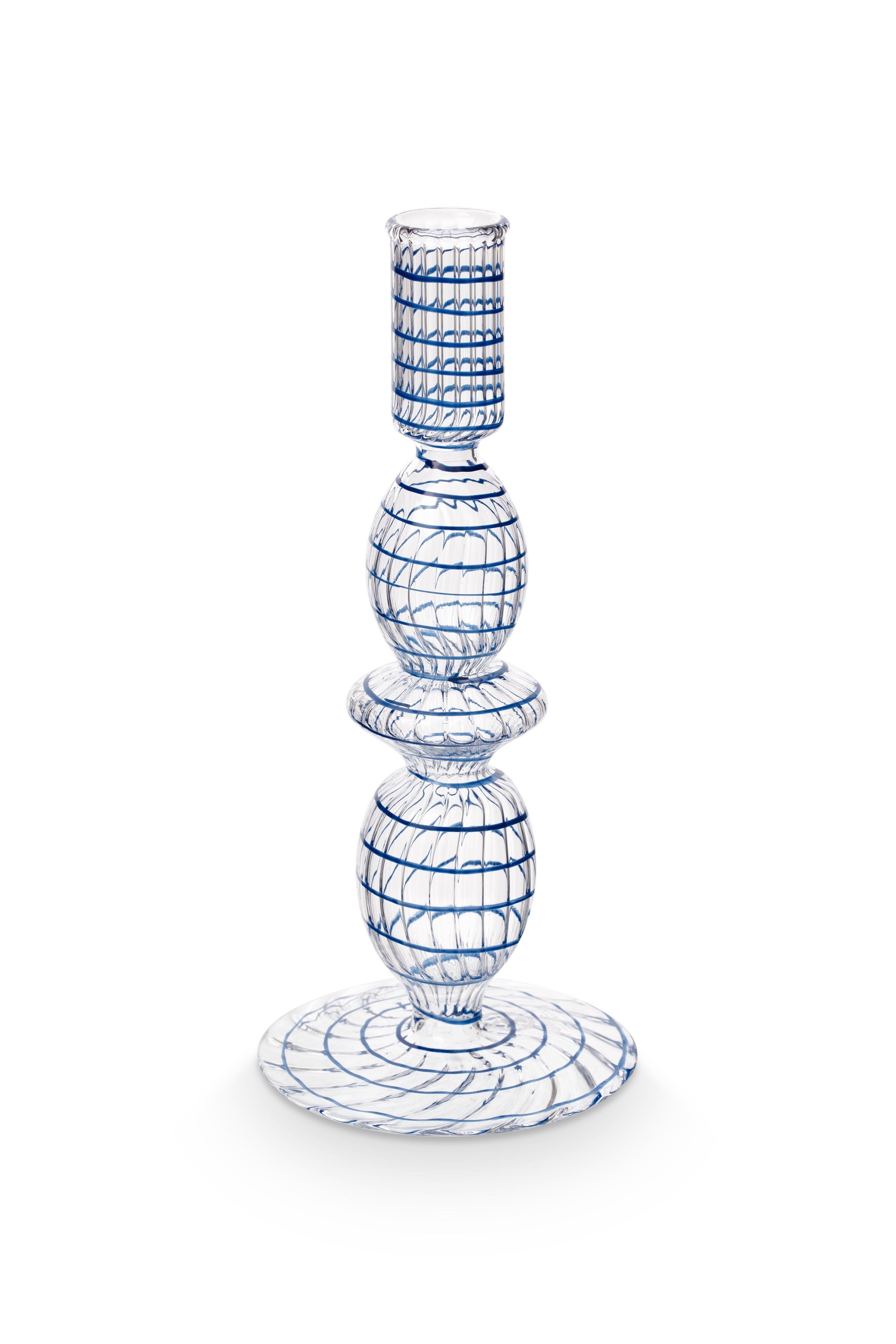 Подсвечник маленький Glass Swirl Dark Blue ракурс 3