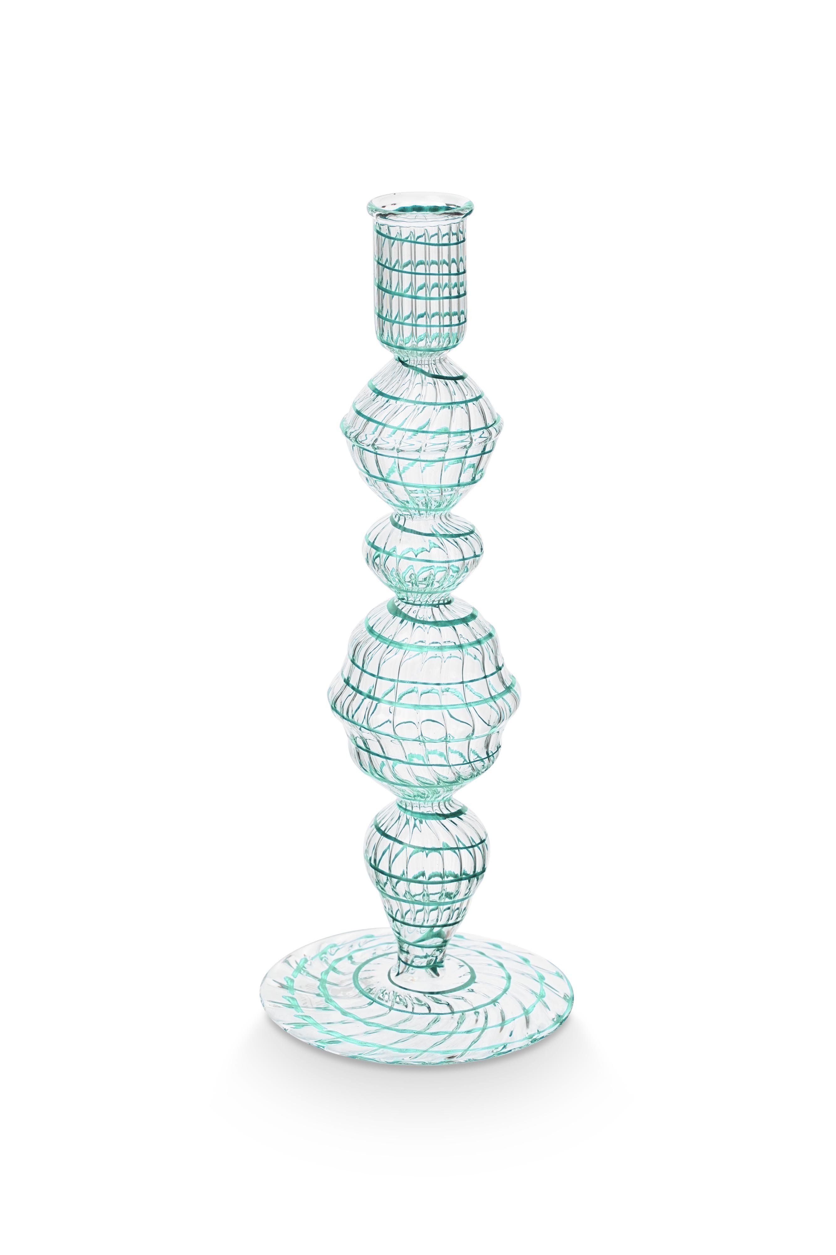 Подсвечник средний Glass Swirl Light Blue ракурс 4