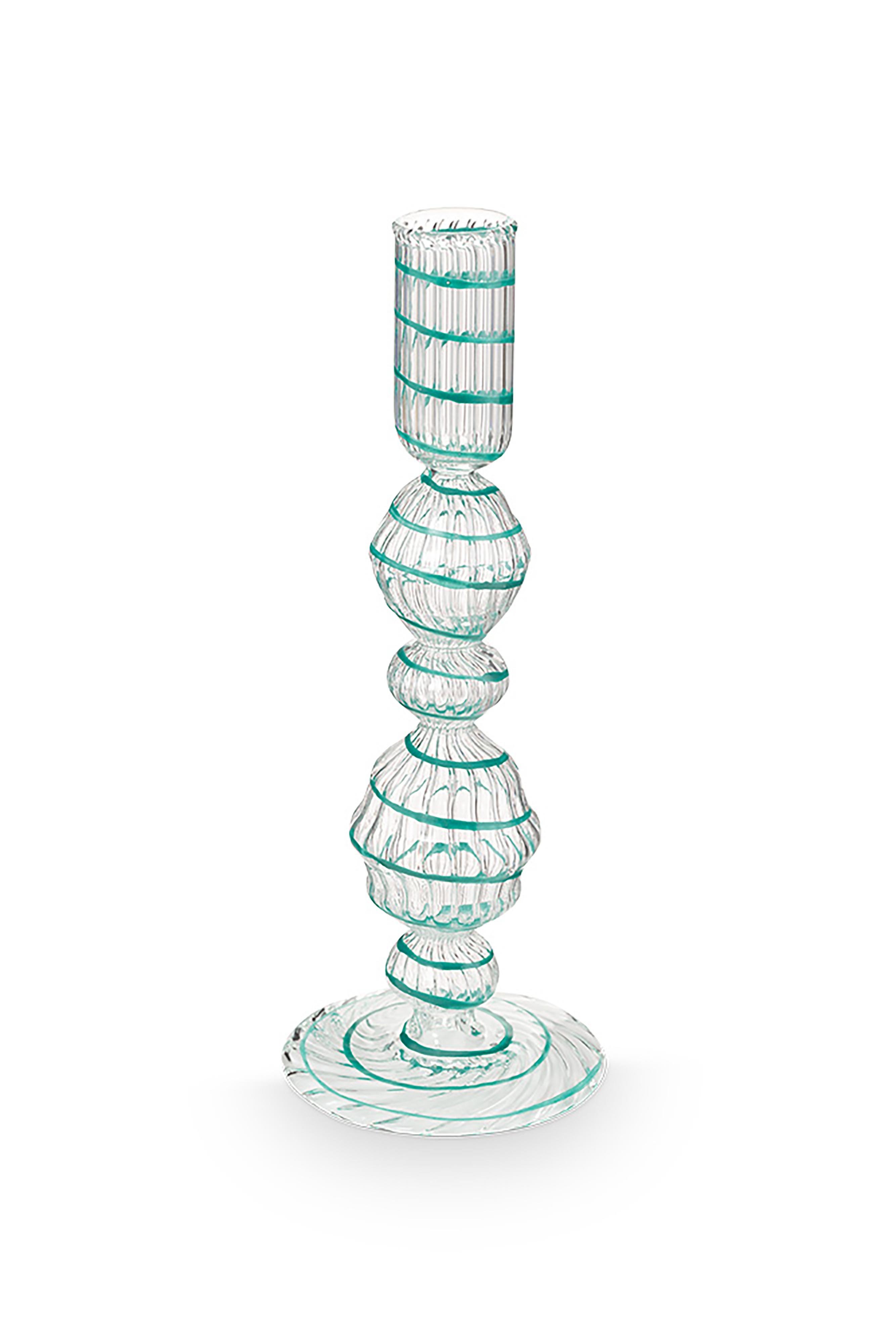 Подсвечник средний Glass Swirl Light Blue ракурс 3