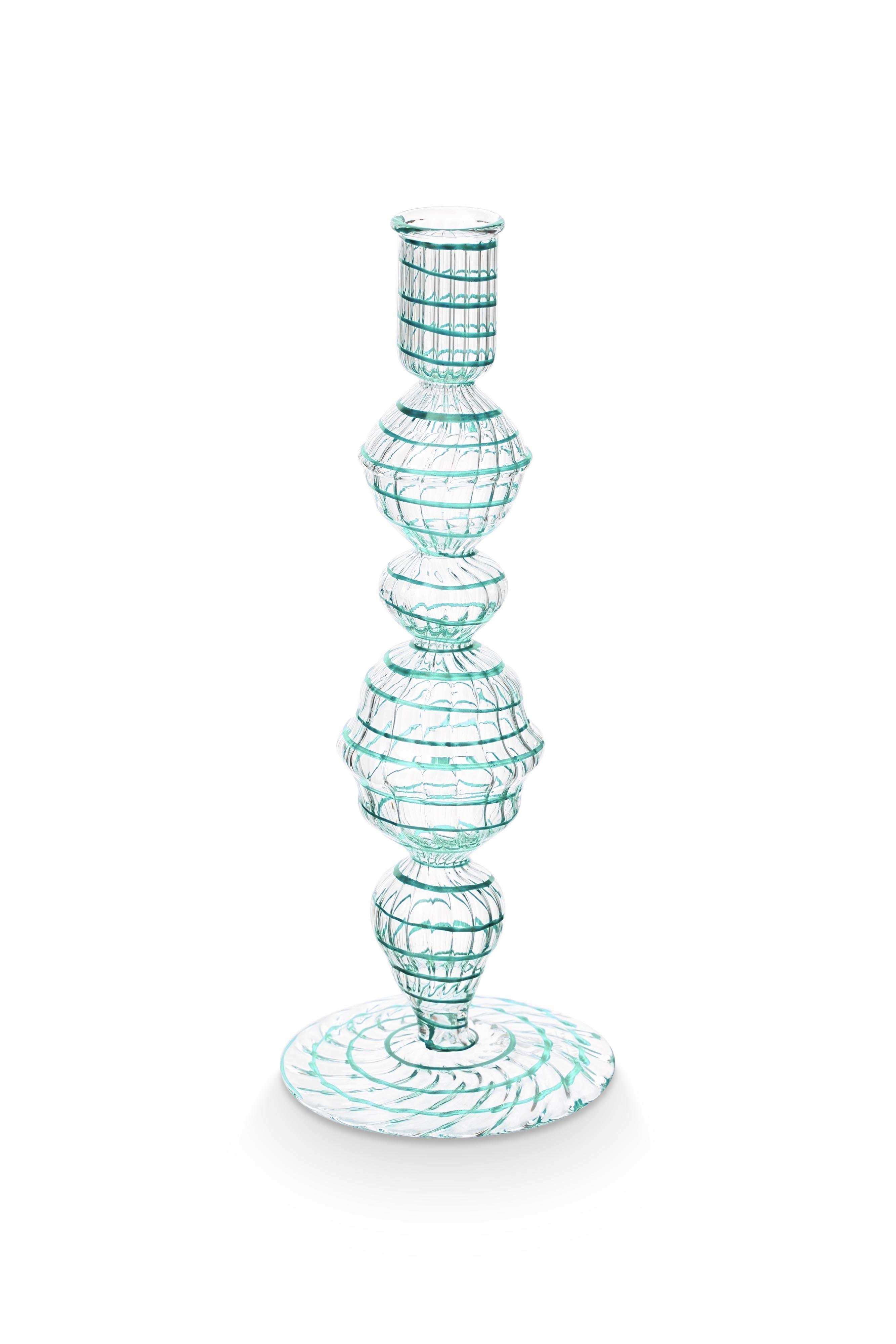 Подсвечник средний Glass Swirl Light Blue ракурс 2