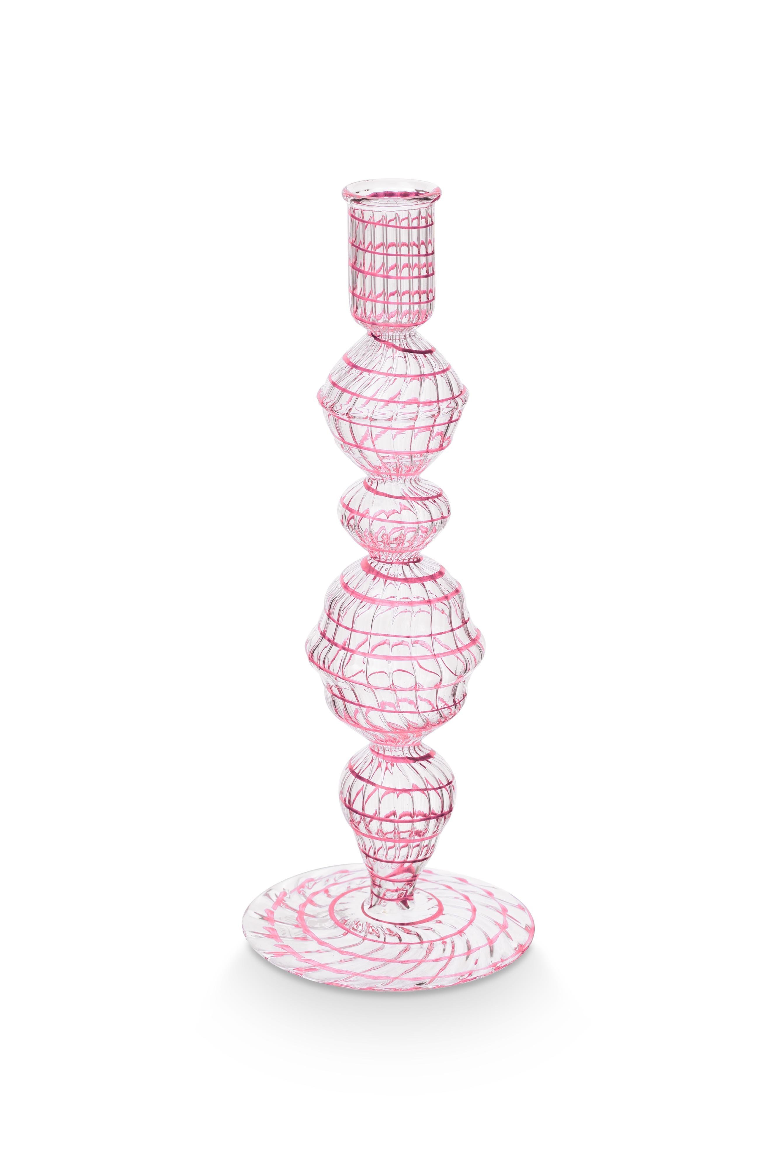 Подсвечник средний Glass Swirl Light Pink ракурс 4