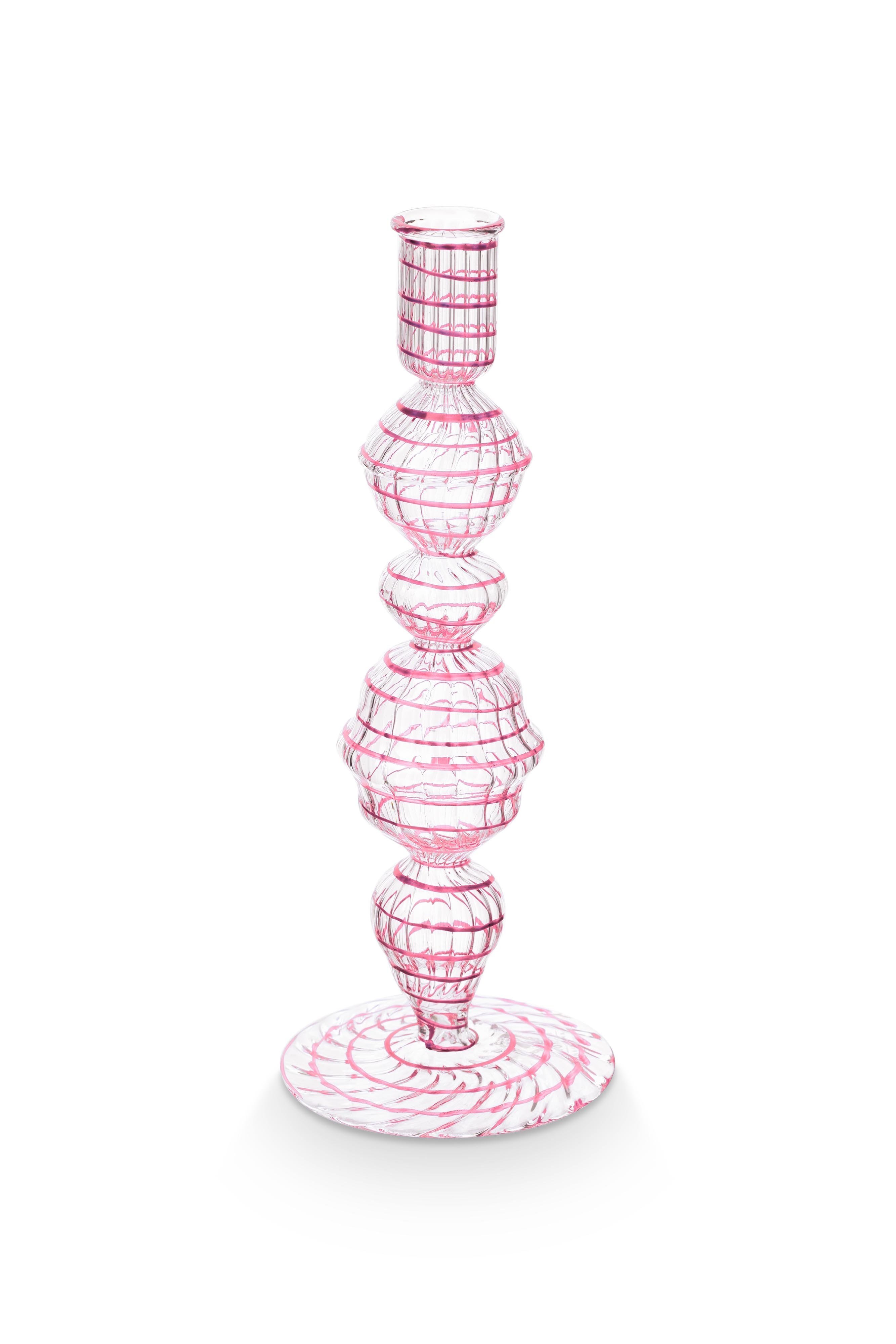 Подсвечник средний Glass Swirl Light Pink ракурс 2