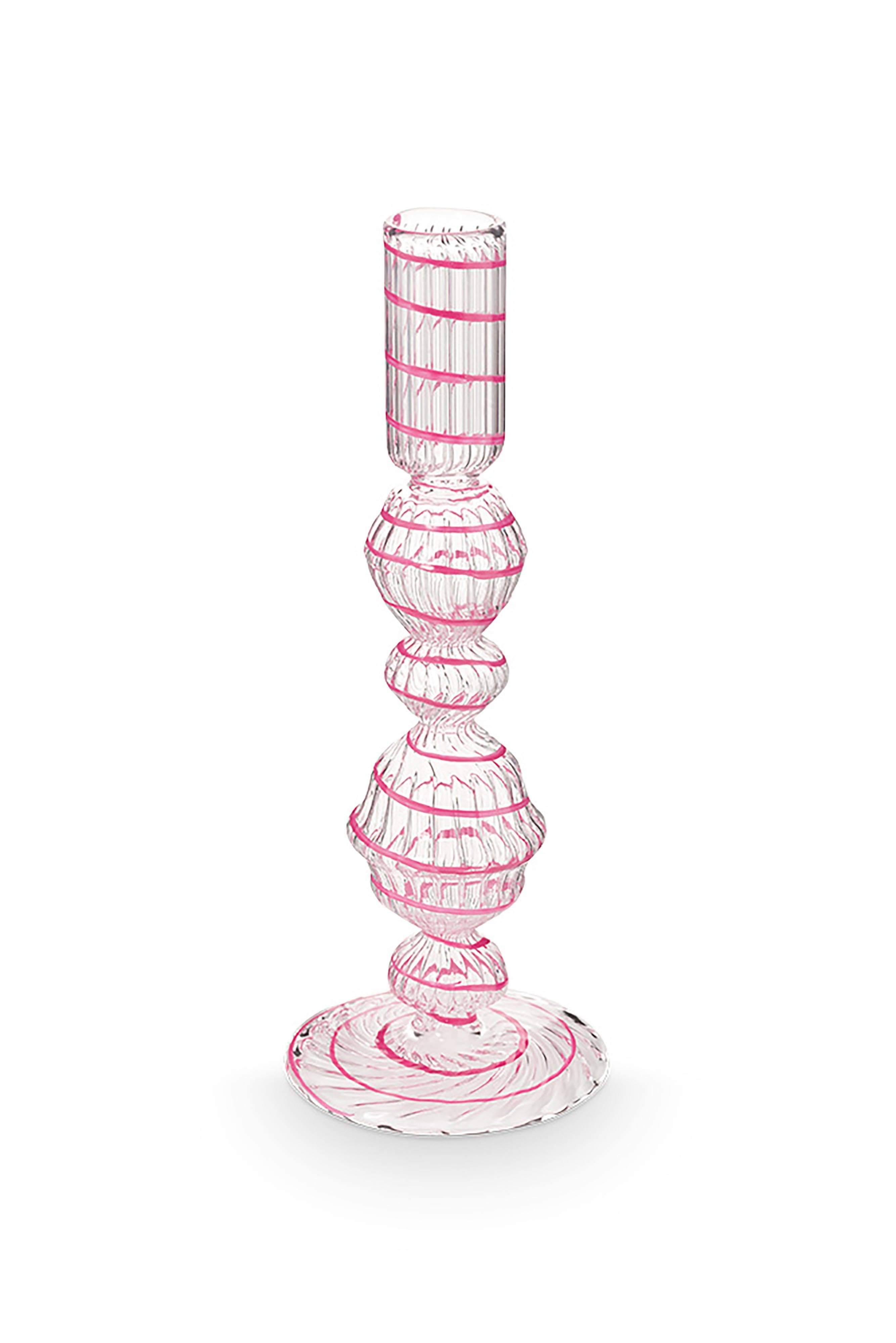 Подсвечник средний Glass Swirl Light Pink ракурс 3