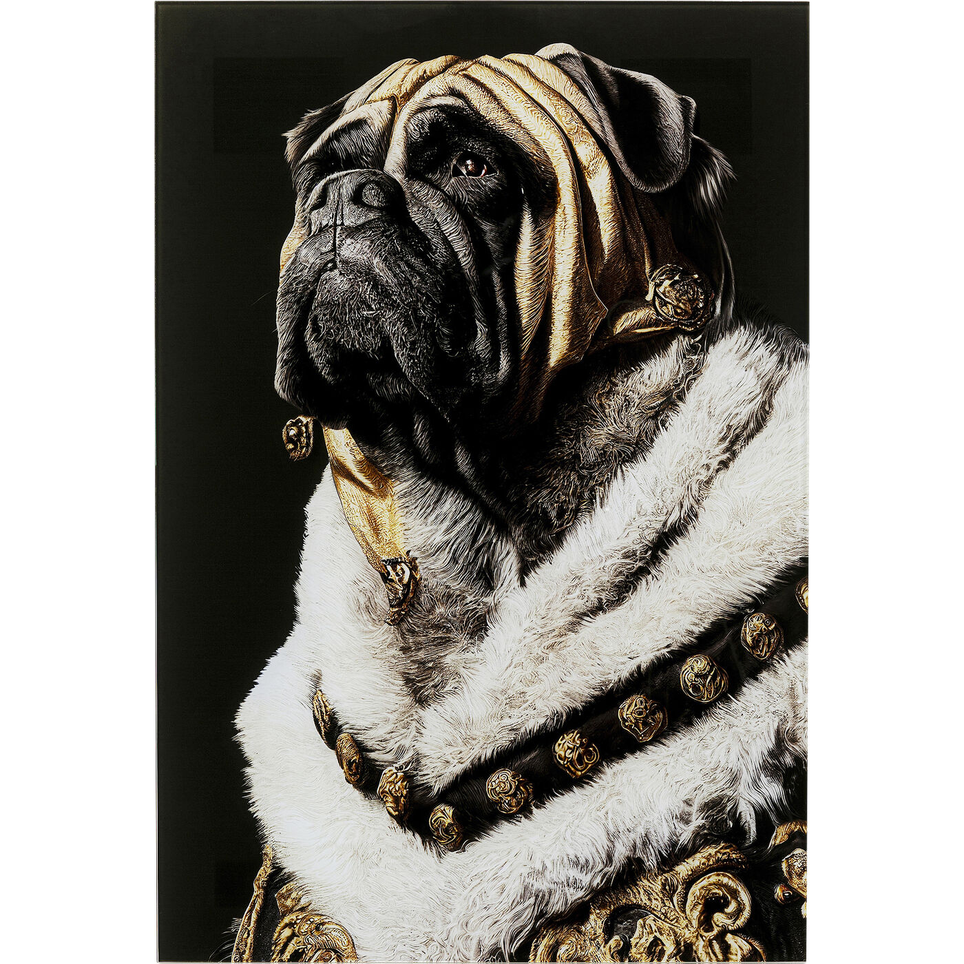 Картина стеклянная King Pug, 40x60 см