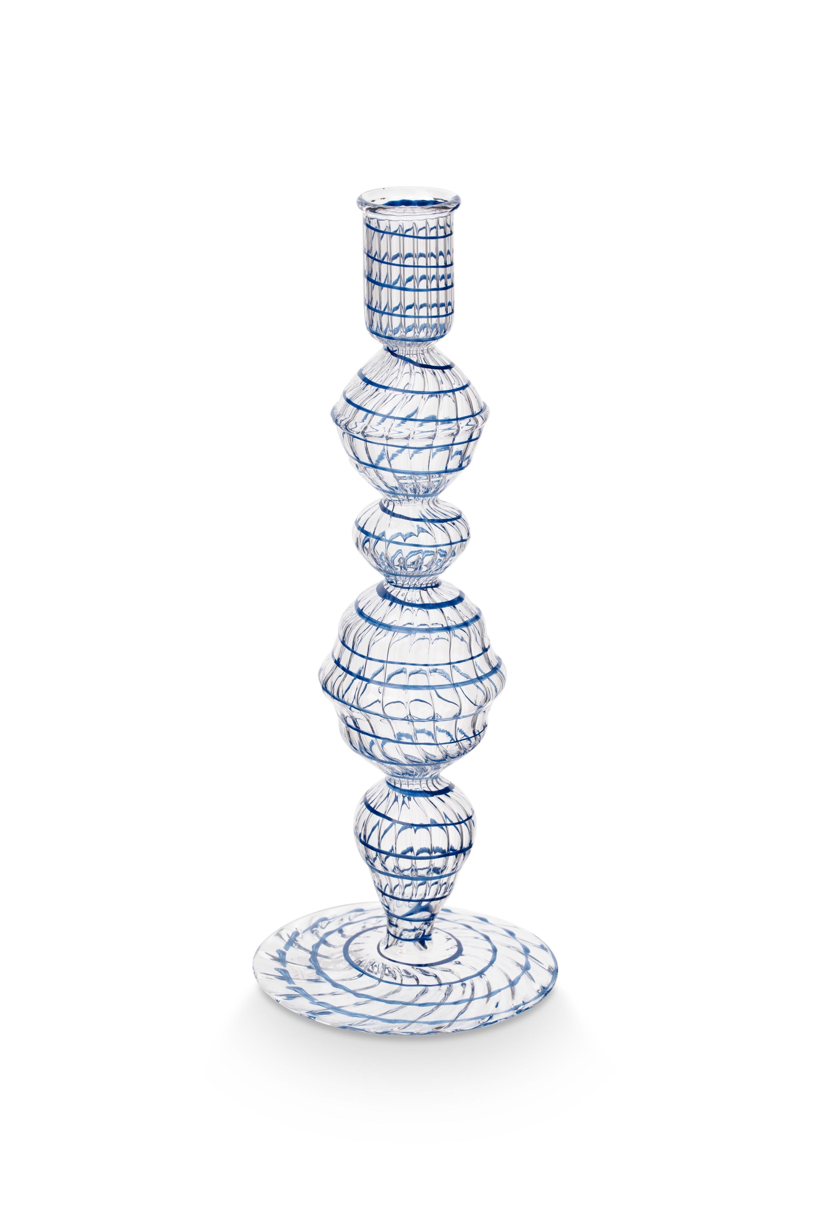 Подсвечник средний Glass Swirl Dark Blue ракурс 3