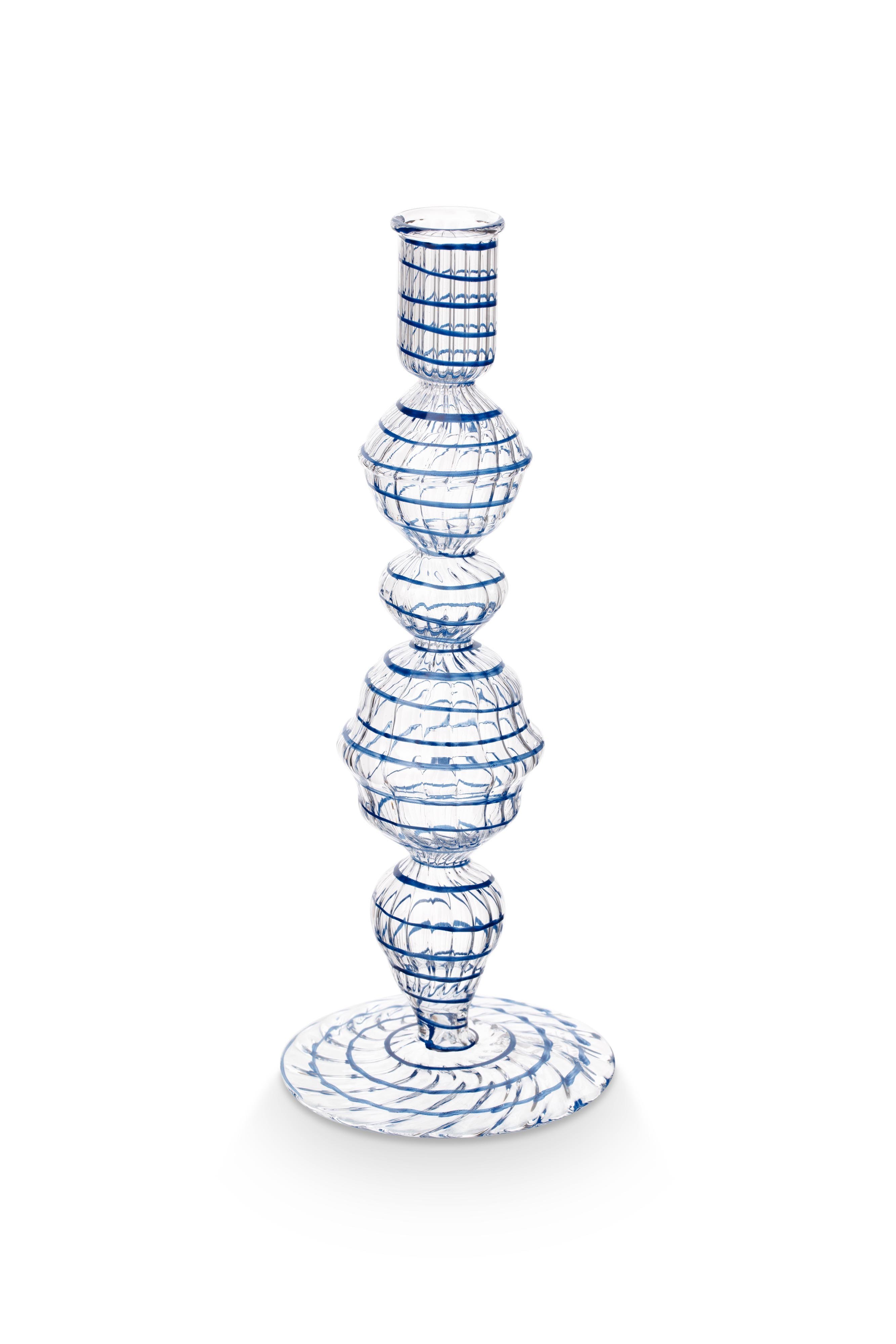 Подсвечник средний Glass Swirl Dark Blue ракурс 2