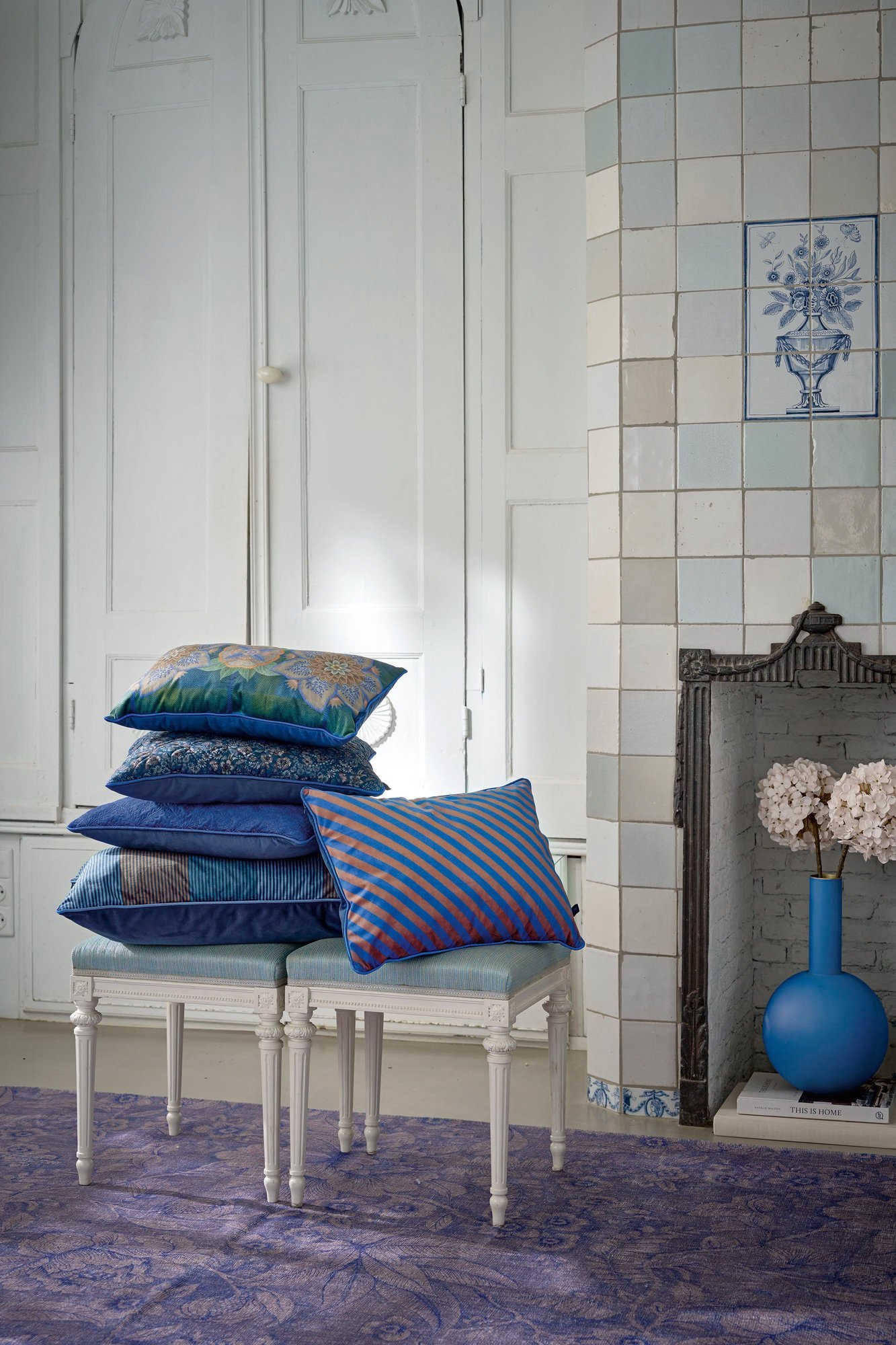 Подушка декоративная Block Stripes Blue, 35х50 см