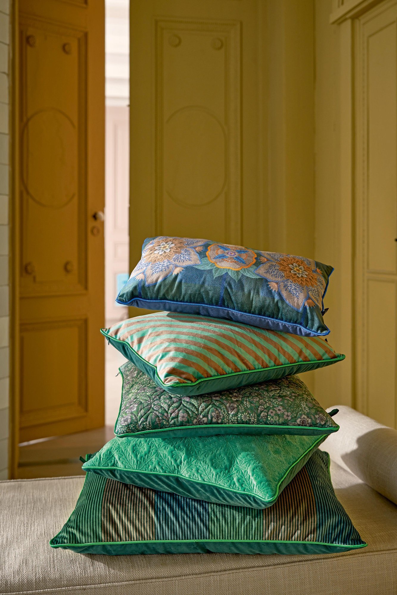Подушка декоративная Block Stripes Green, 35х50 см