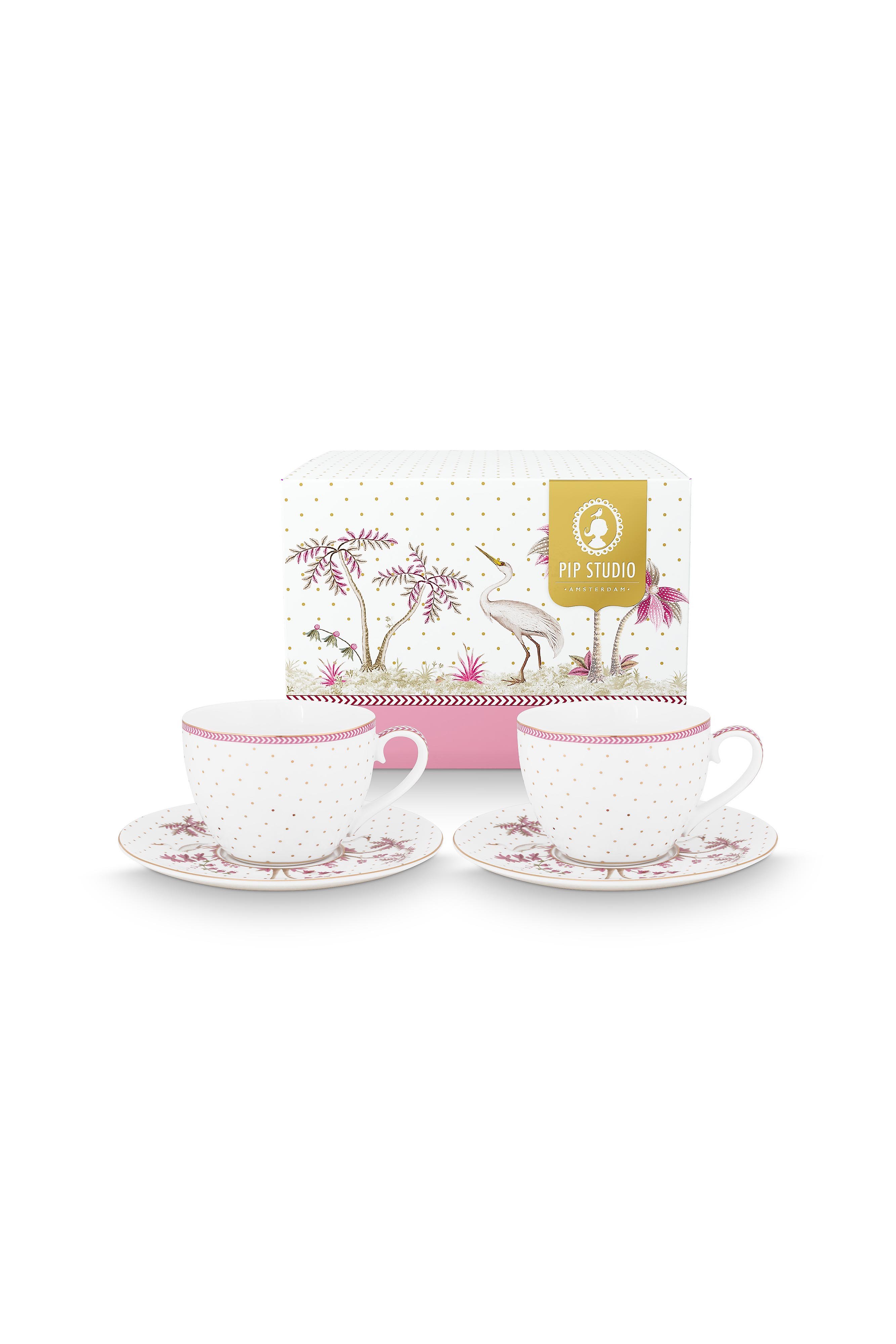 Набор чашек с блюдцами (4 пр.) Jolie Dots Gold Pink ракурс 2