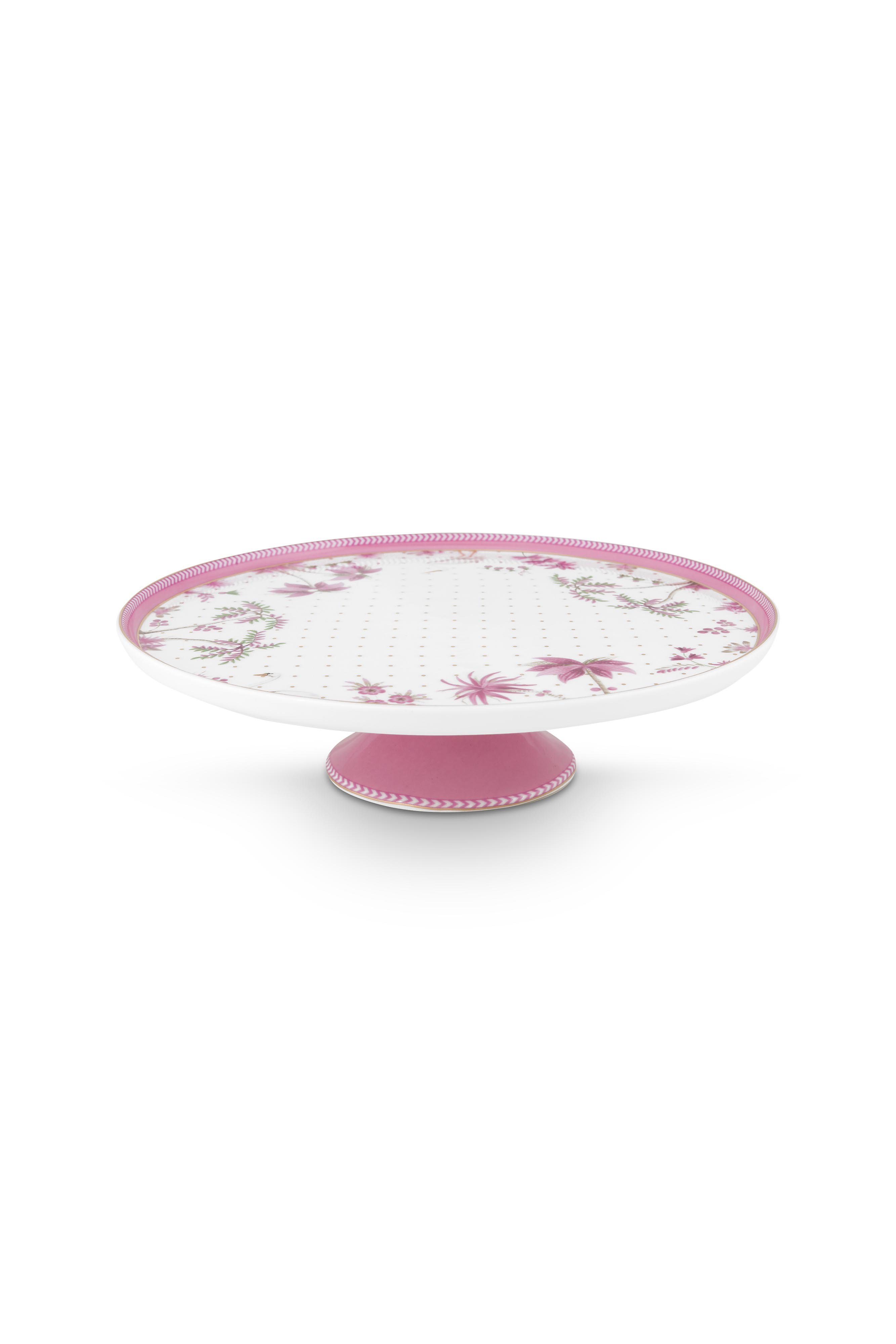 Блюдо для торта на ножке Jolie Dots Gold Pink ракурс 2