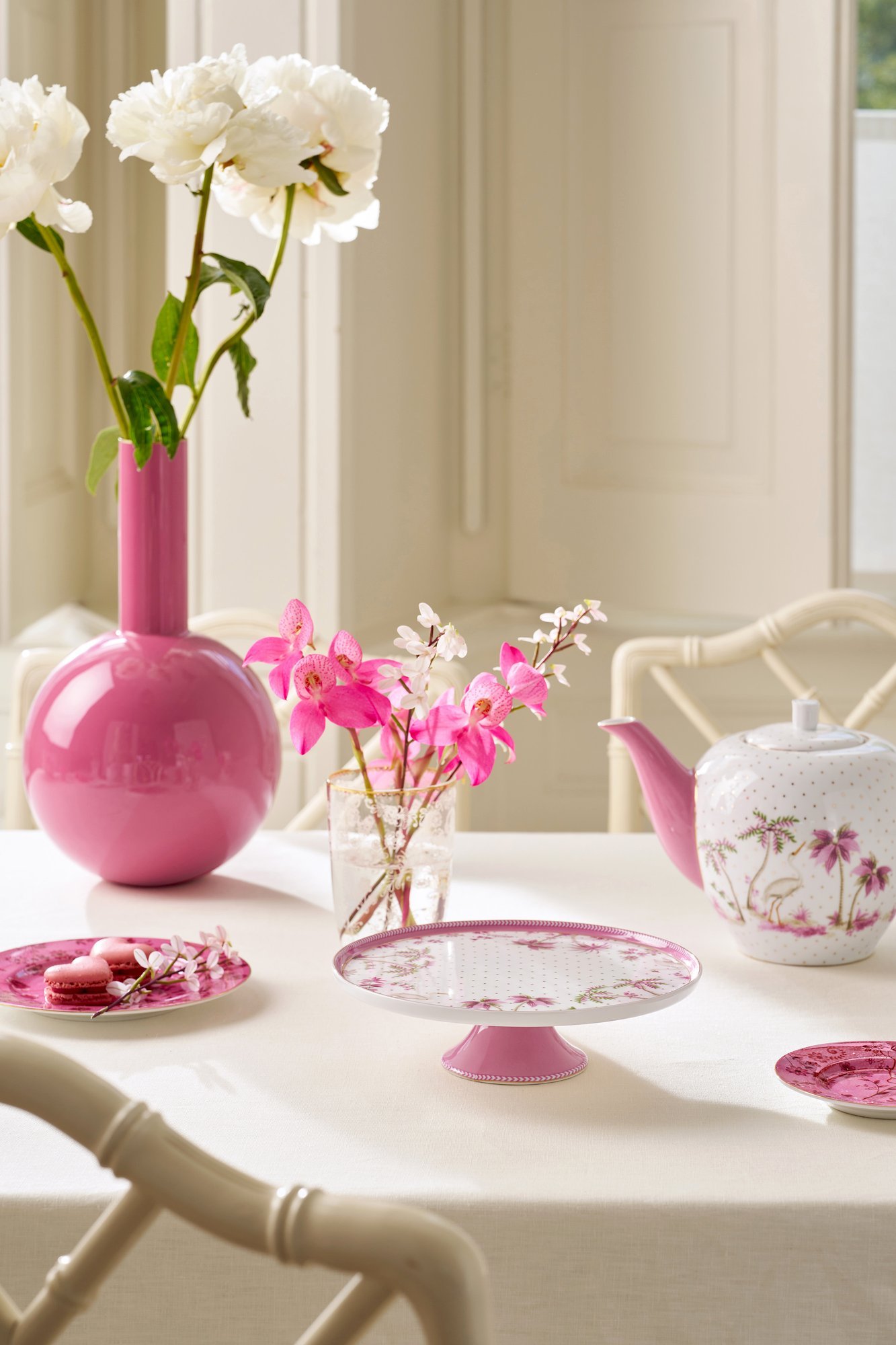 Блюдо для торта на ножке Jolie Dots Gold Pink, Ø21 см