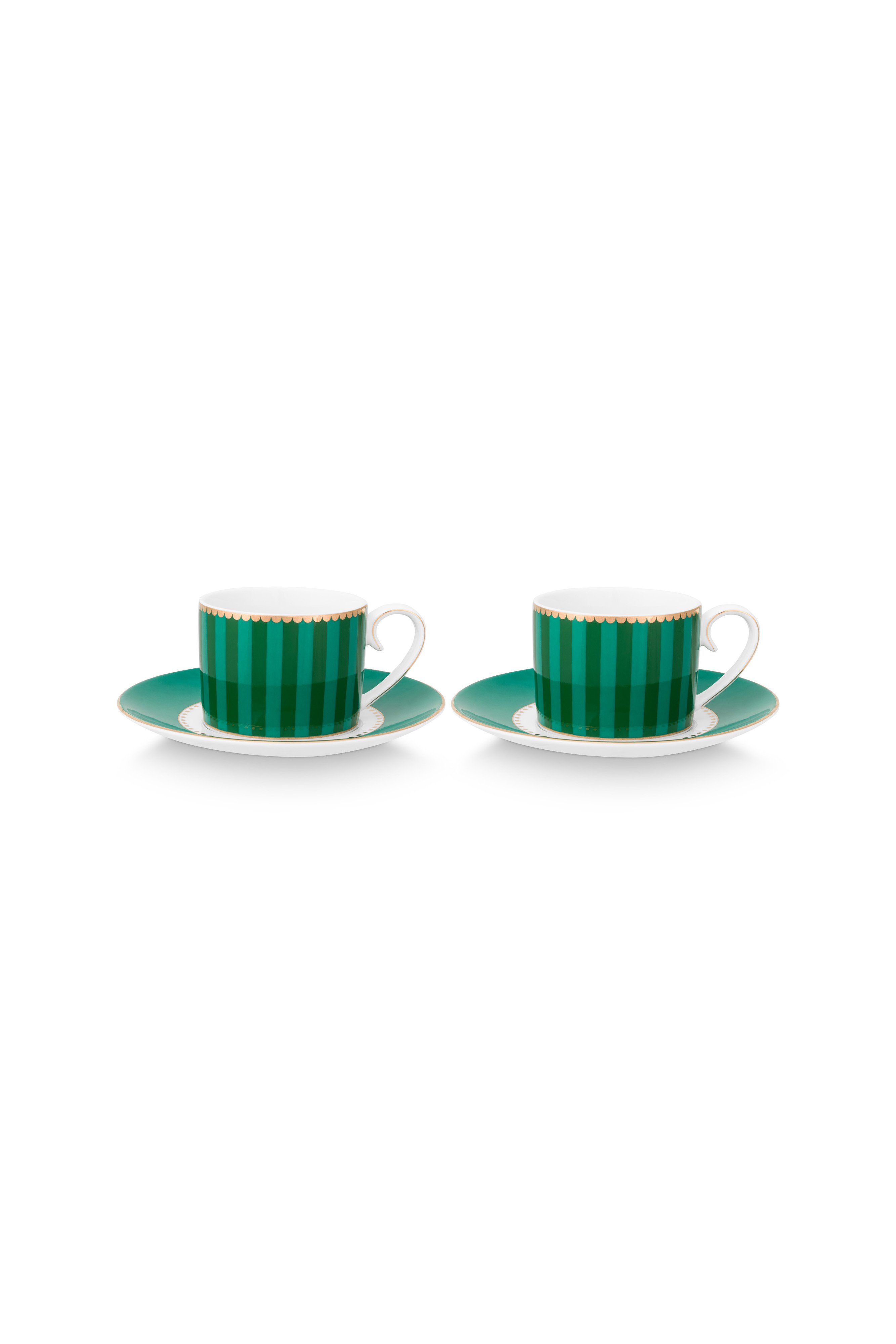 Набор чашек для эспрессо с блюдцами (4 пр.) Love Birds Stripes Emerald-Green ракурс 3